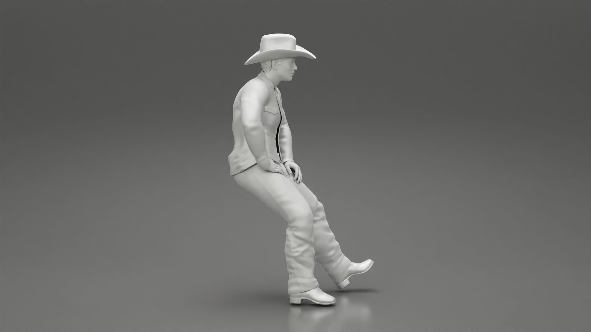 young man wearing casual outfit sitting on a motocycle 3D print model_8