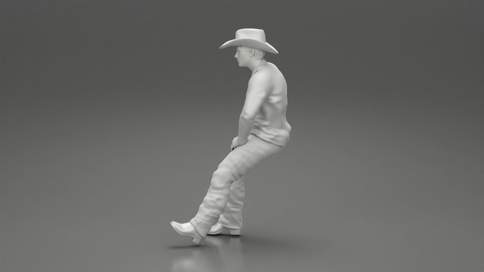 young man wearing casual outfit sitting on a motocycle 3D print model_11