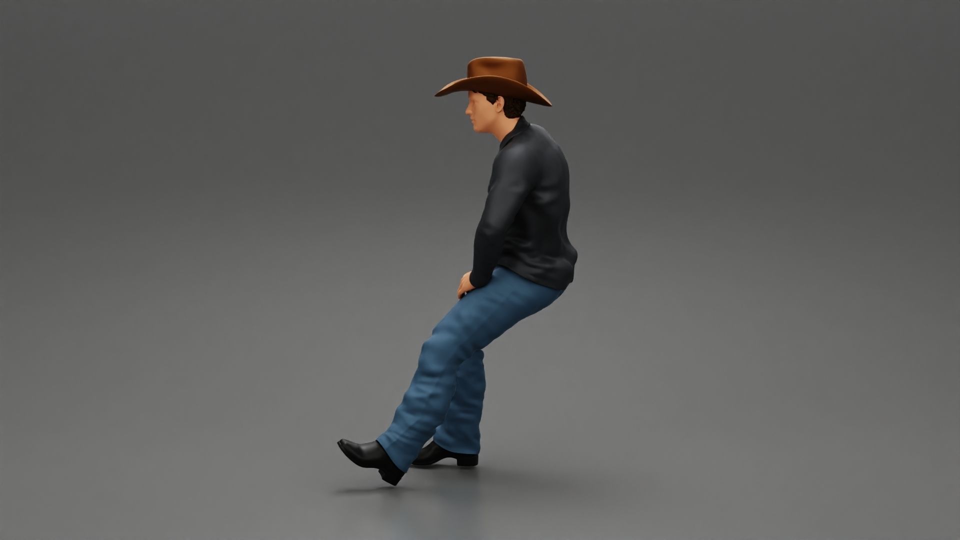 young man wearing casual outfit sitting on a motocycle 3D print model_5