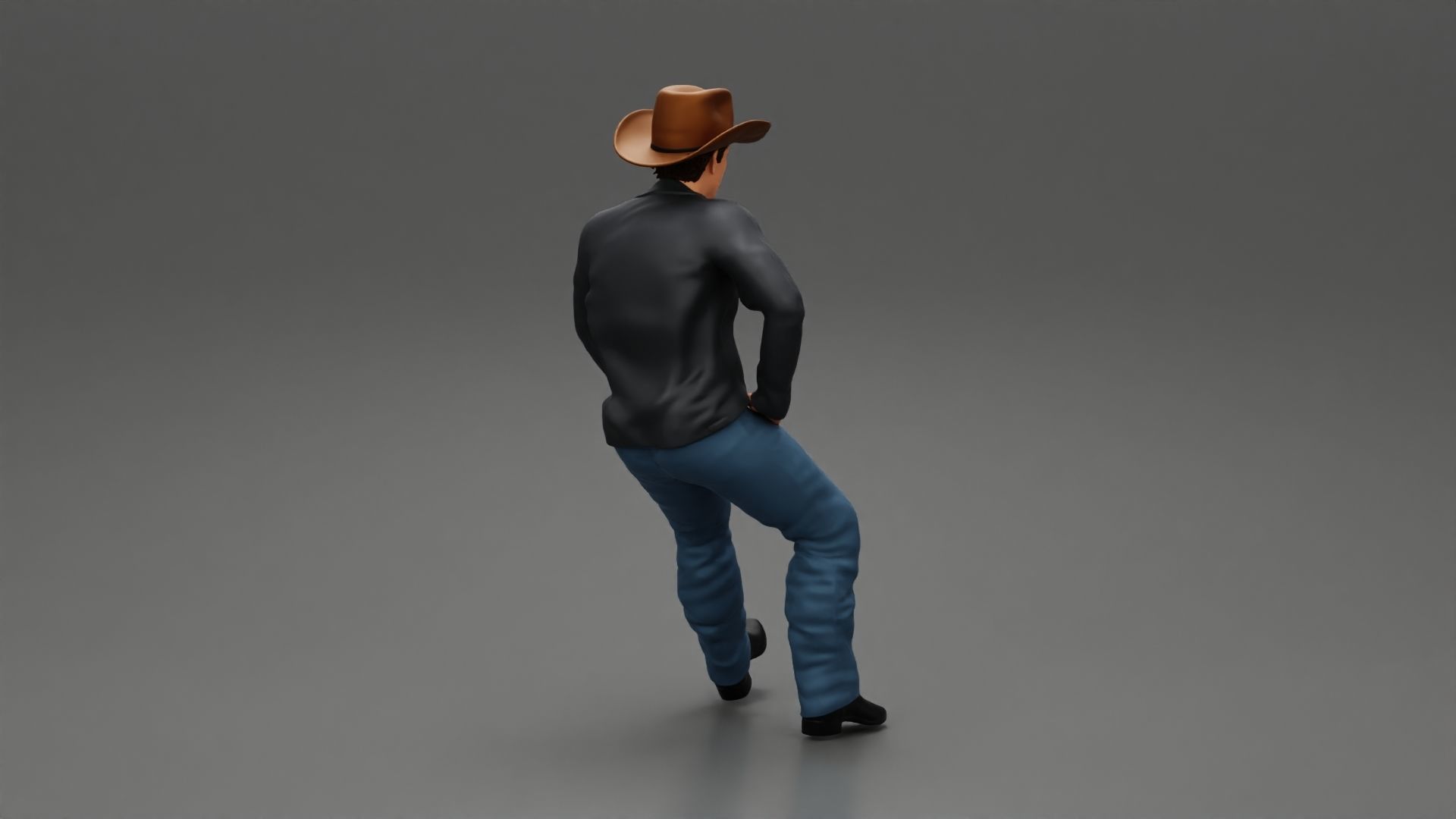 young man wearing casual outfit sitting on a motocycle 3D print model_3