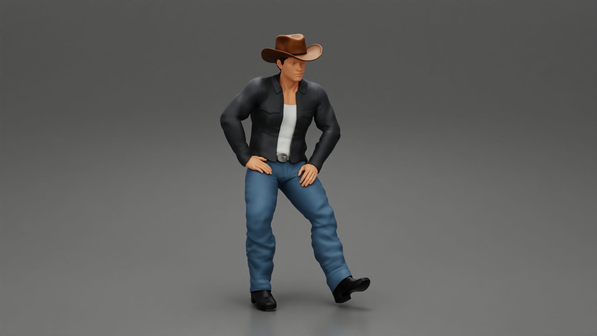 young man wearing casual outfit sitting on a motocycle 3D print model_1