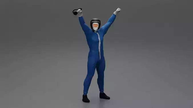 winning racing driver Celebrates his victory holding glasses 3D print model