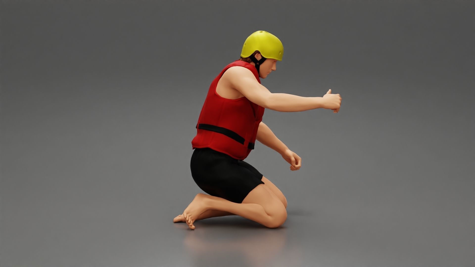 man in a raft boat paddling sitting 3D print model_15
