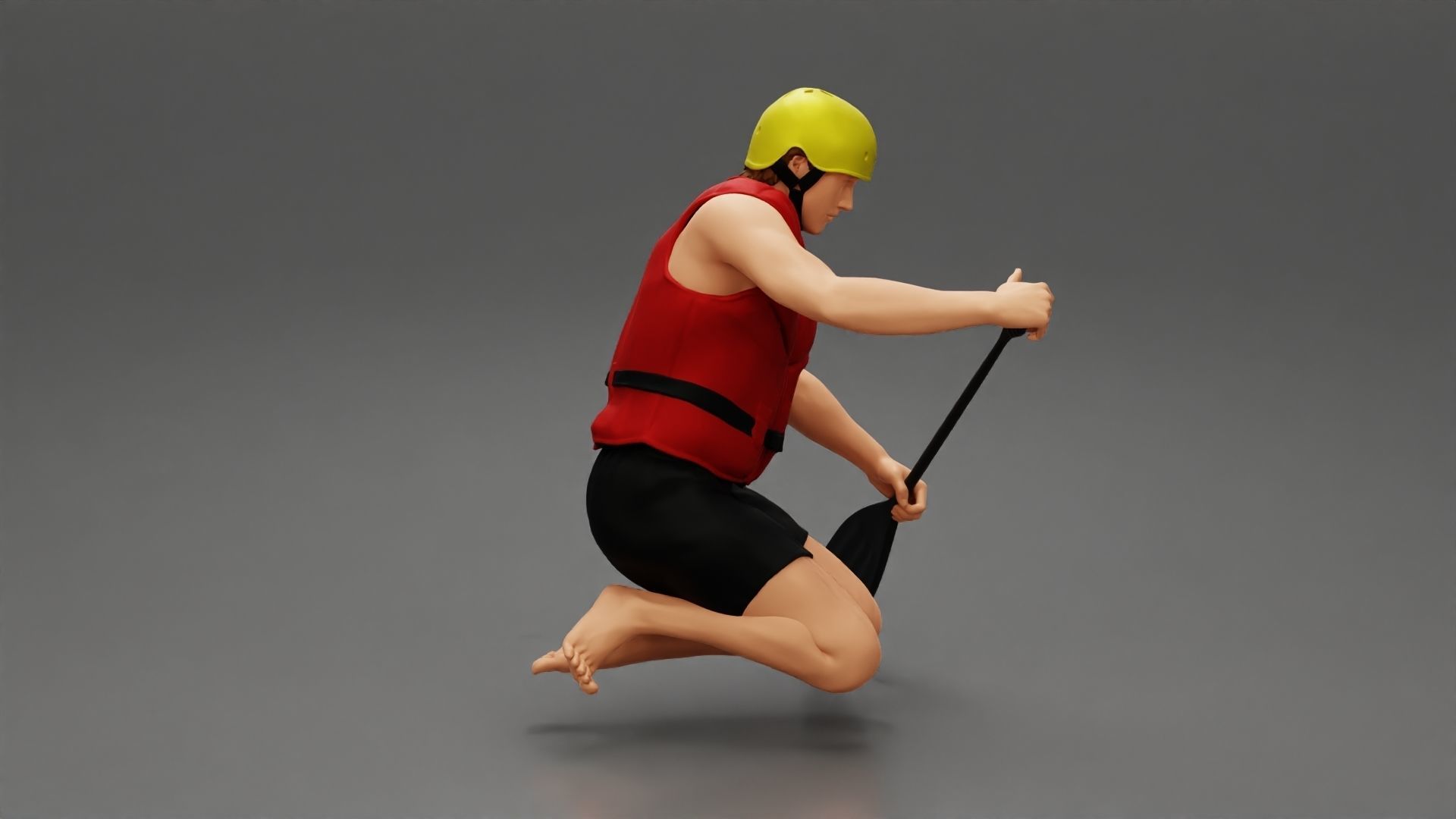 man in a raft boat paddling sitting 3D print model_3