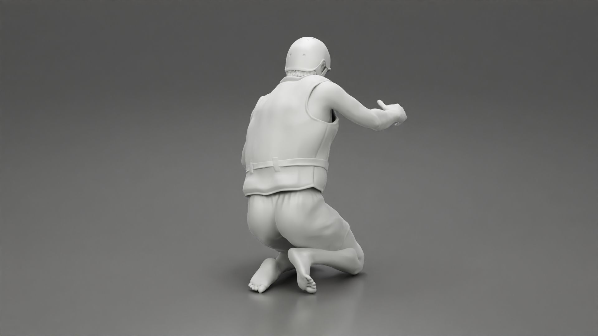 man in a raft boat paddling sitting 3D print model_22