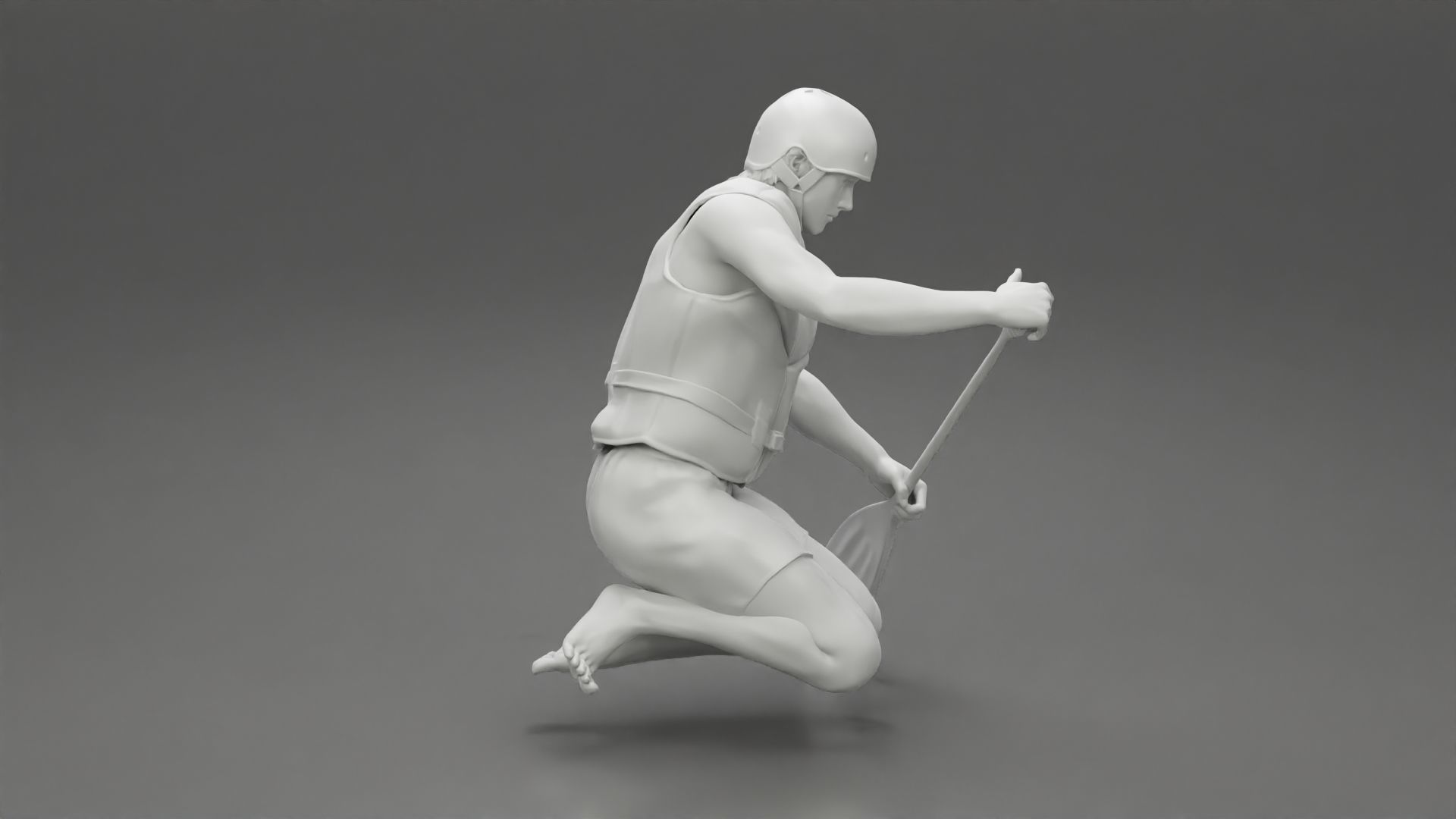 man in a raft boat paddling sitting 3D print model_9