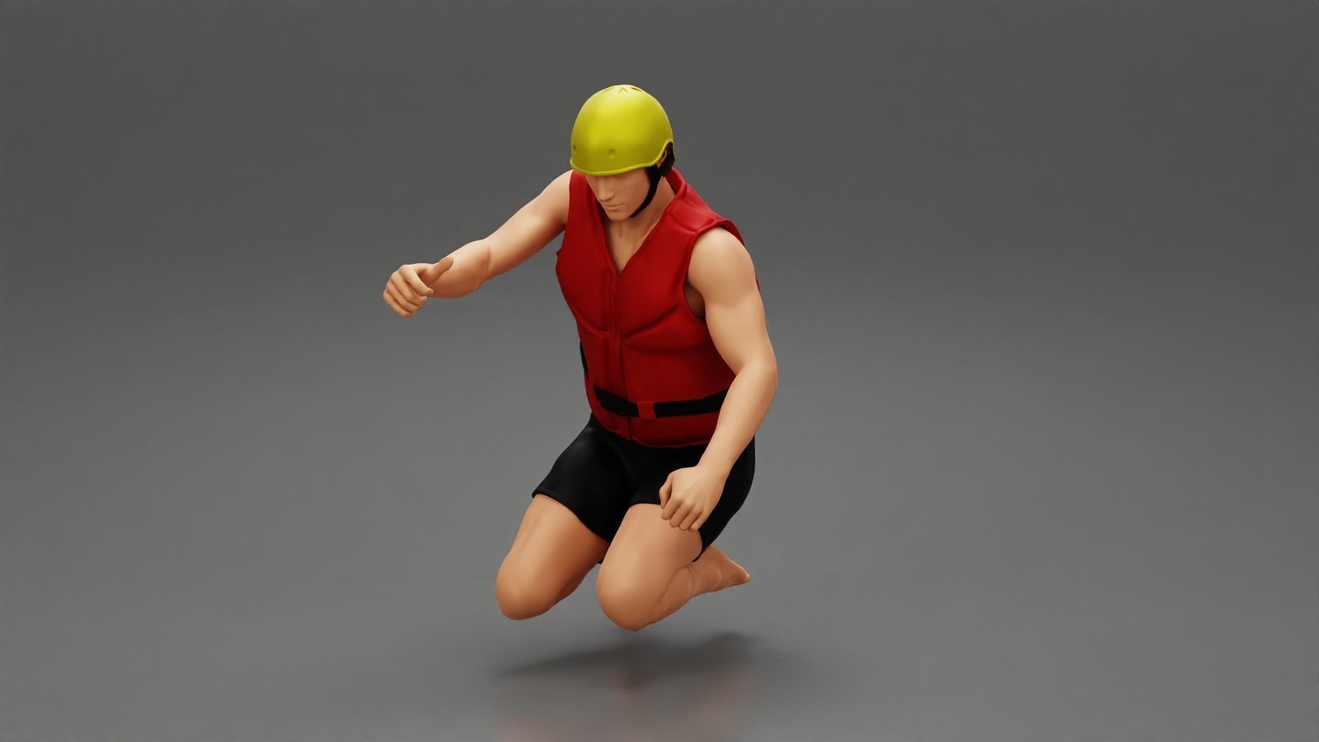 man in a raft boat paddling sitting 3D print model_1