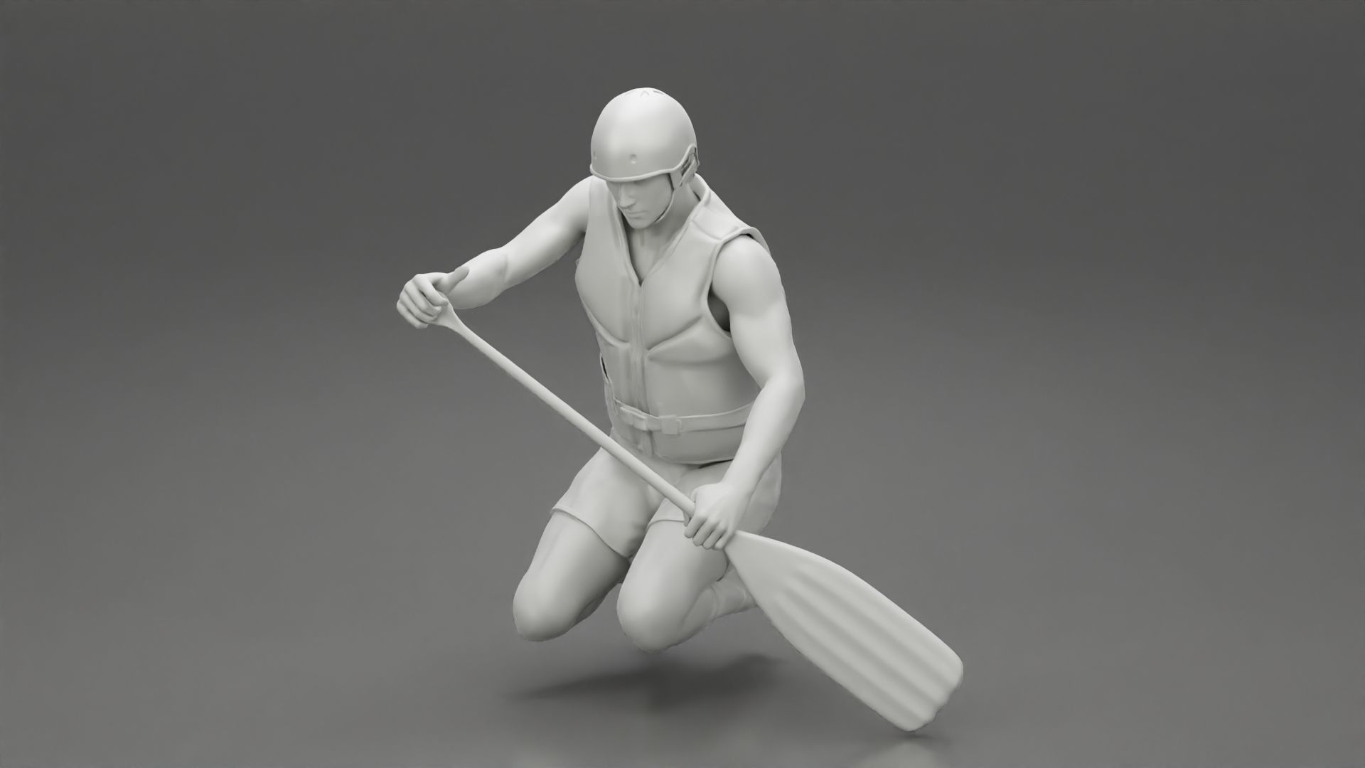 man in a raft boat paddling sitting 3D print model_7