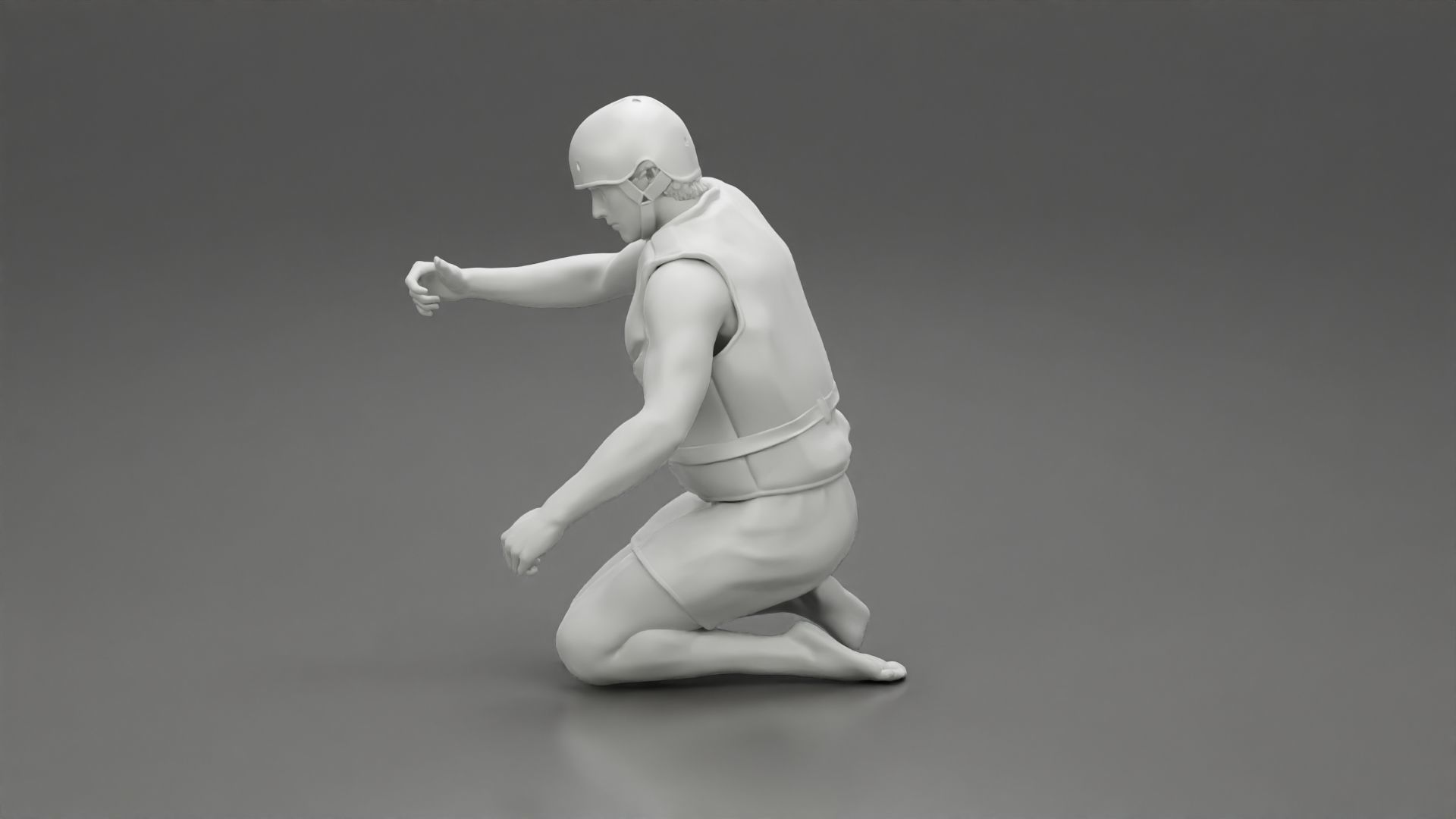 man in a raft boat paddling sitting 3D print model_24