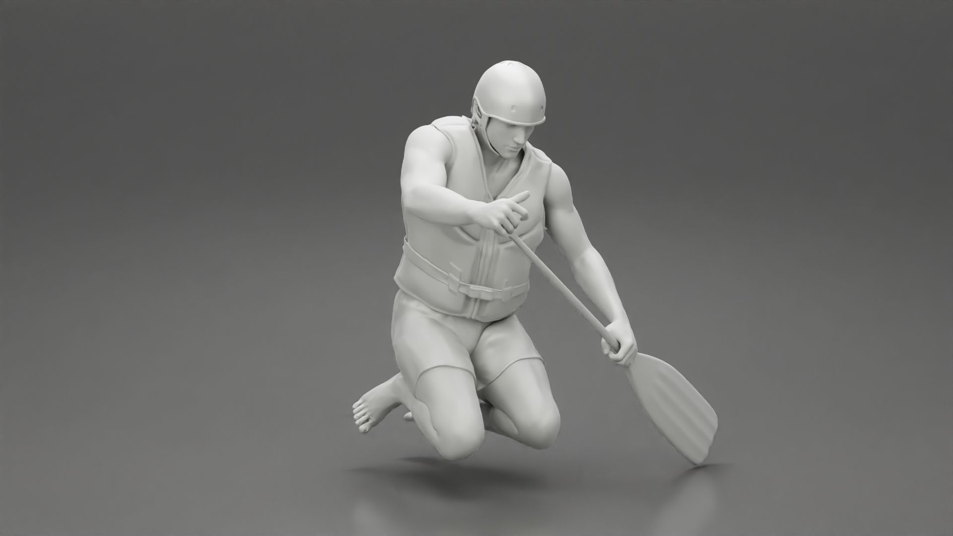 man in a raft boat paddling sitting 3D print model_8