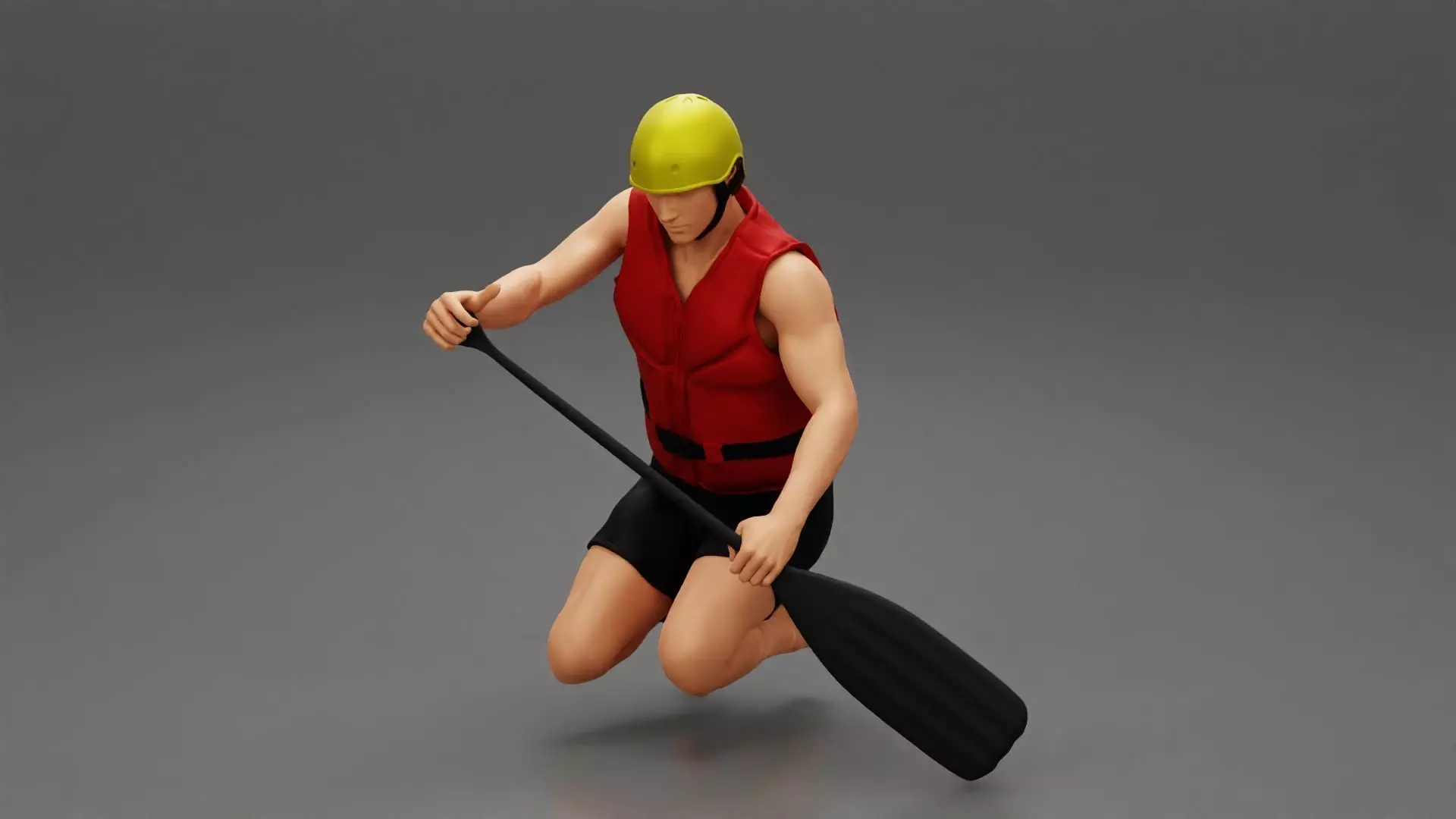 man in a raft boat paddling sitting 3D print model_0