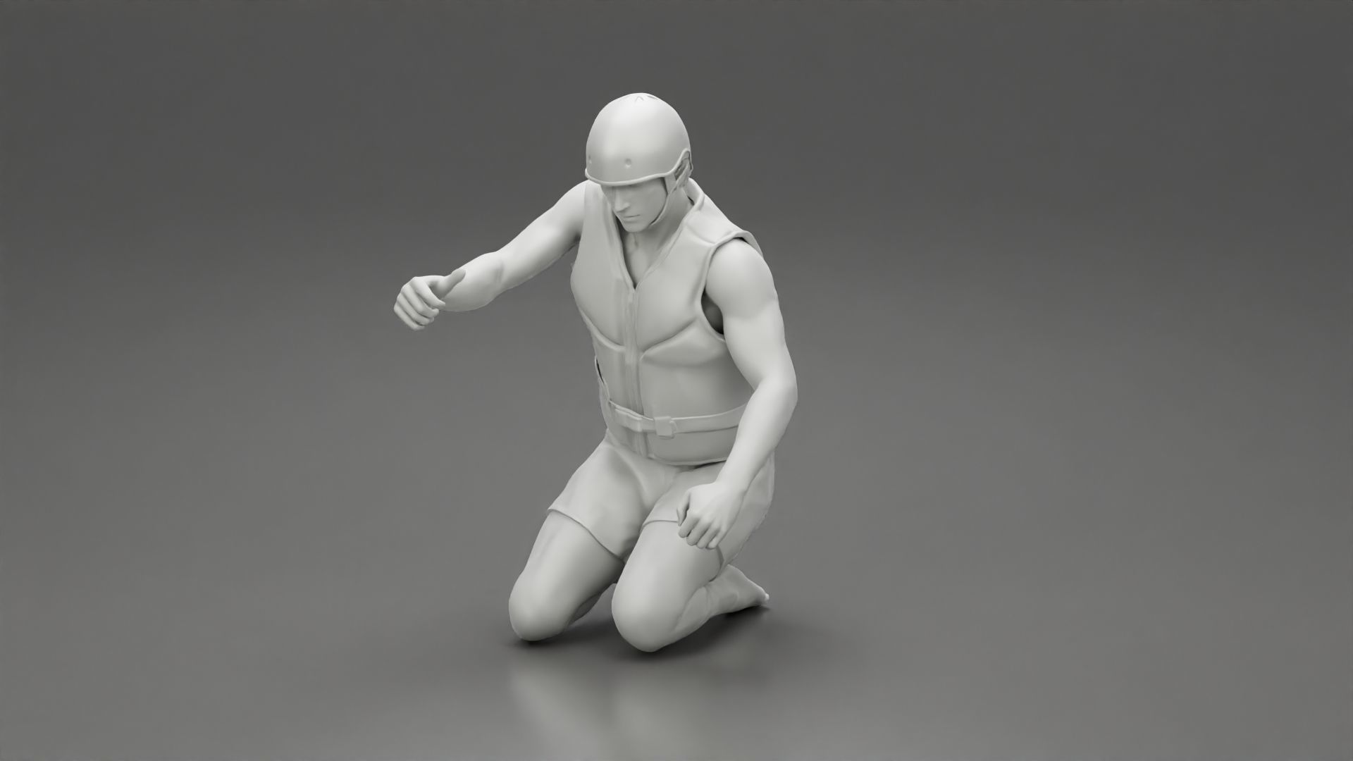 man in a raft boat paddling sitting 3D print model_19