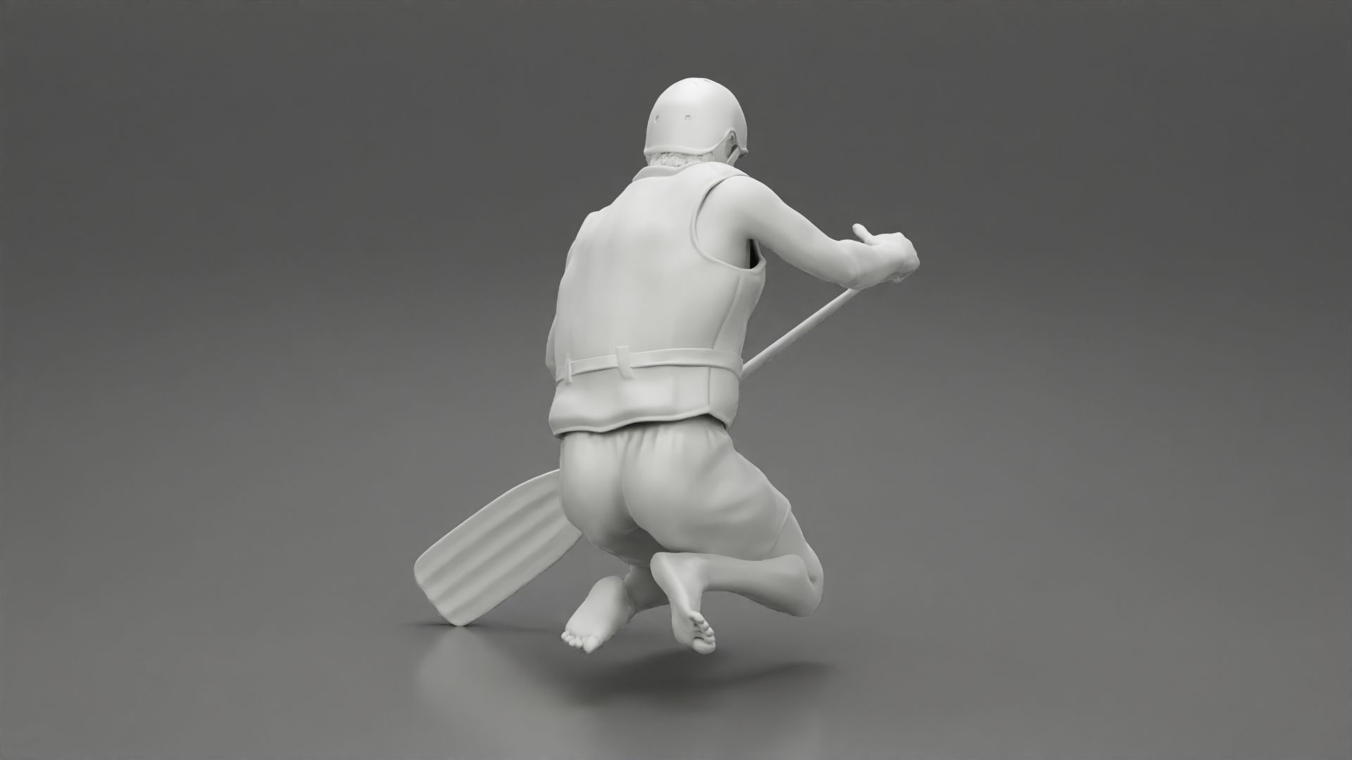 man in a raft boat paddling sitting 3D print model_10