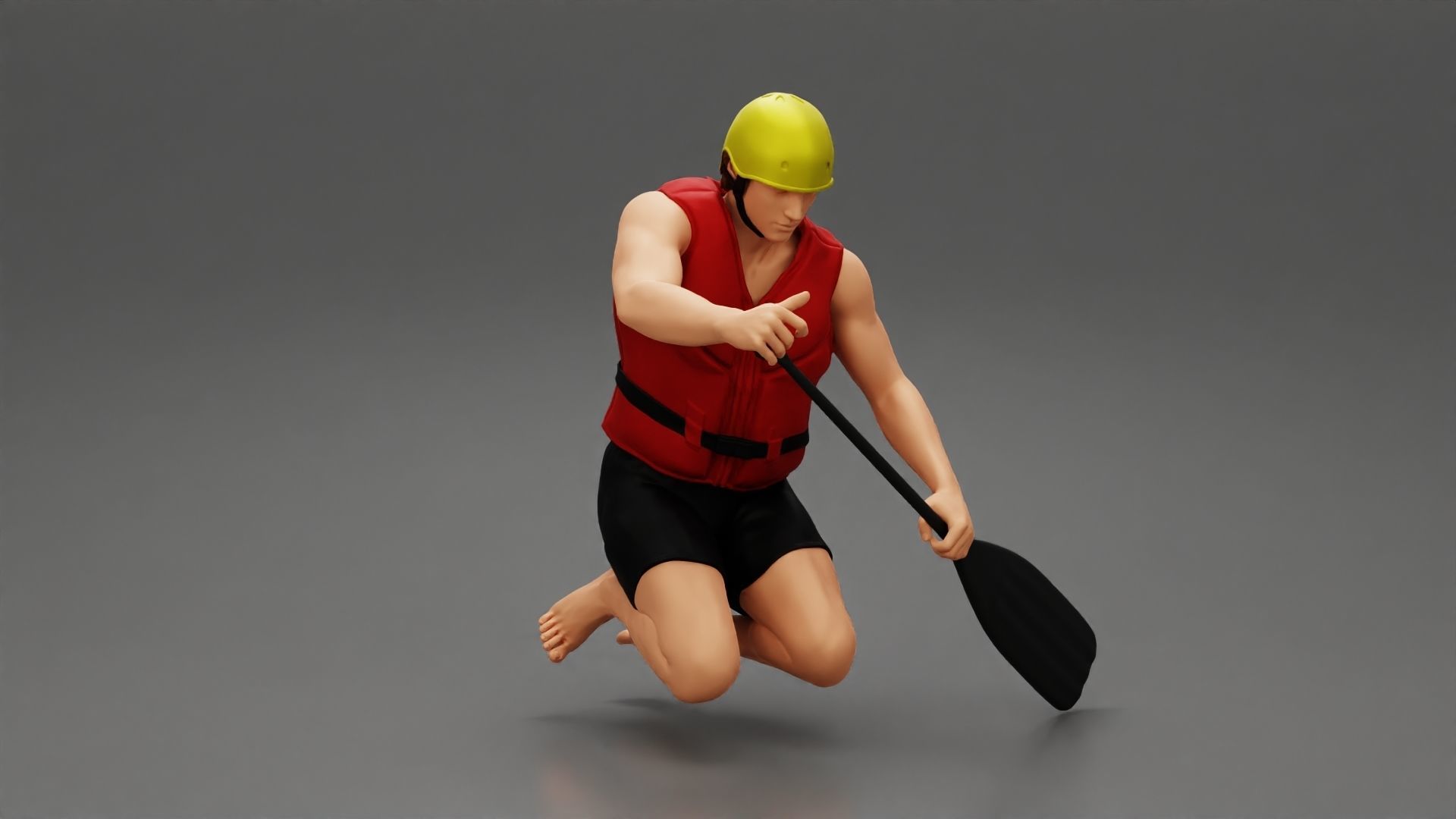 man in a raft boat paddling sitting 3D print model_2
