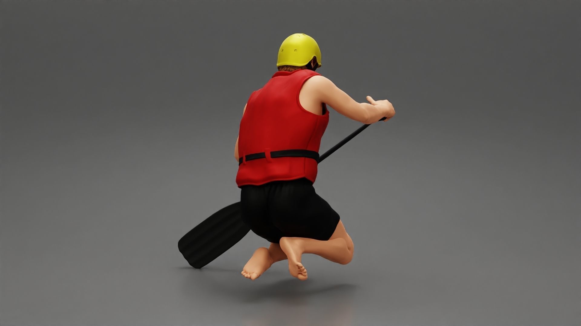 man in a raft boat paddling sitting 3D print model_4