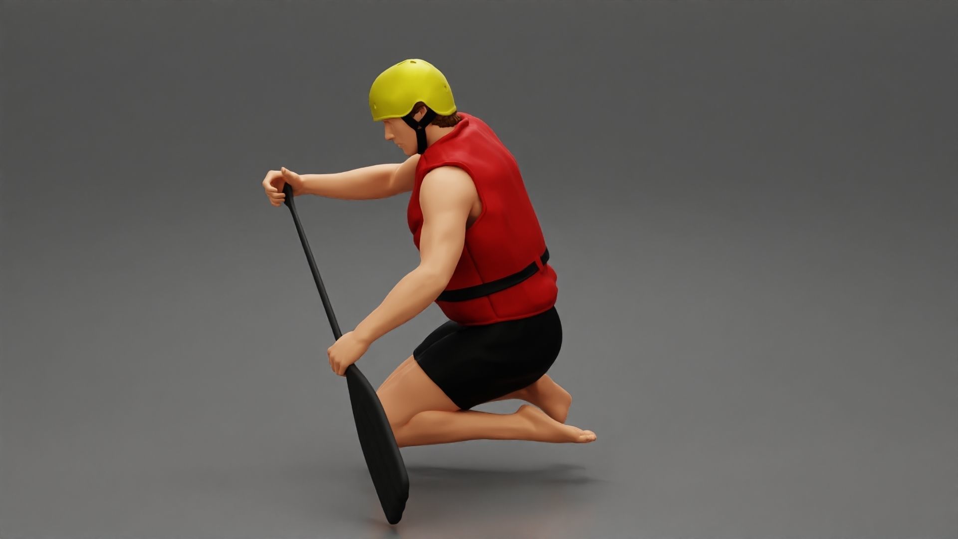 man in a raft boat paddling sitting 3D print model_6