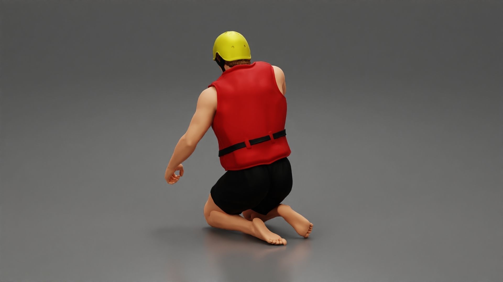 man in a raft boat paddling sitting 3D print model_17