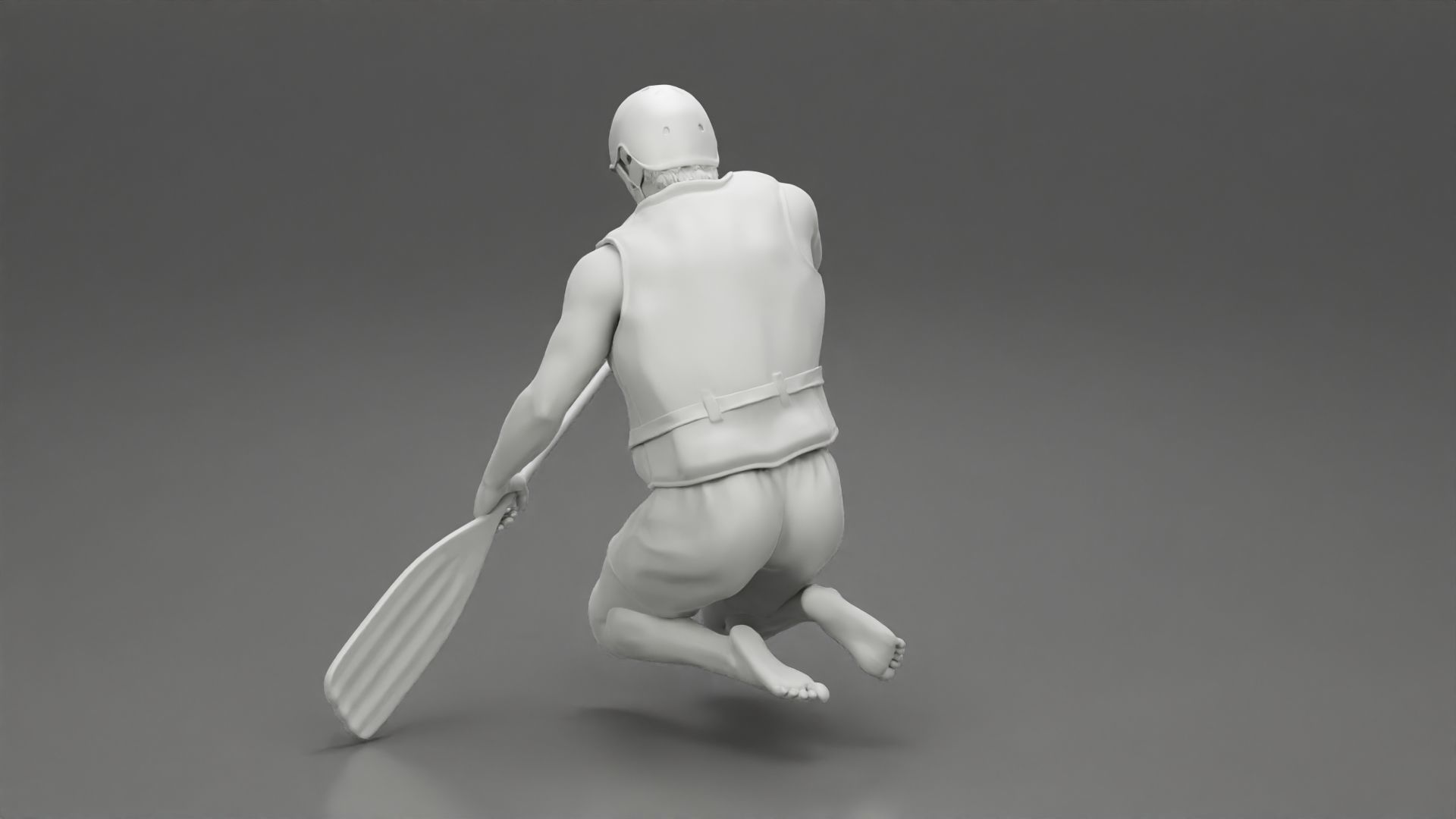 man in a raft boat paddling sitting 3D print model_11