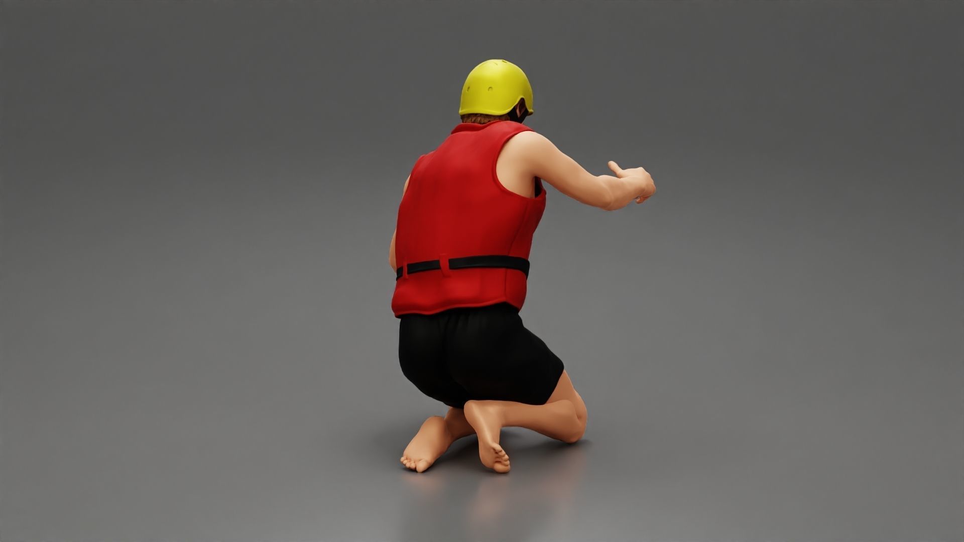 man in a raft boat paddling sitting 3D print model_16