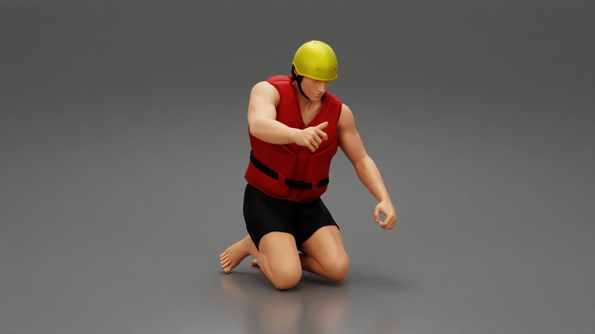 man in a raft boat paddling sitting 3D print model_14