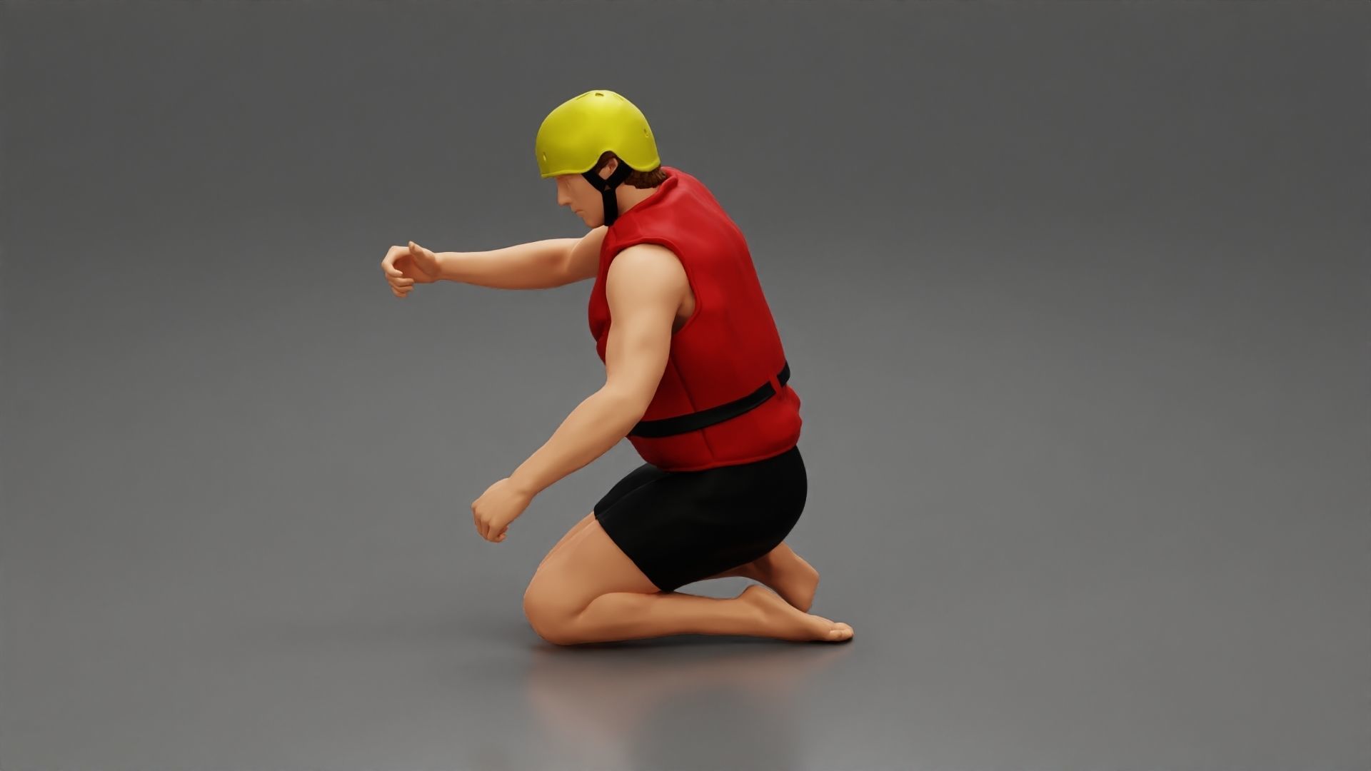 man in a raft boat paddling sitting 3D print model_18
