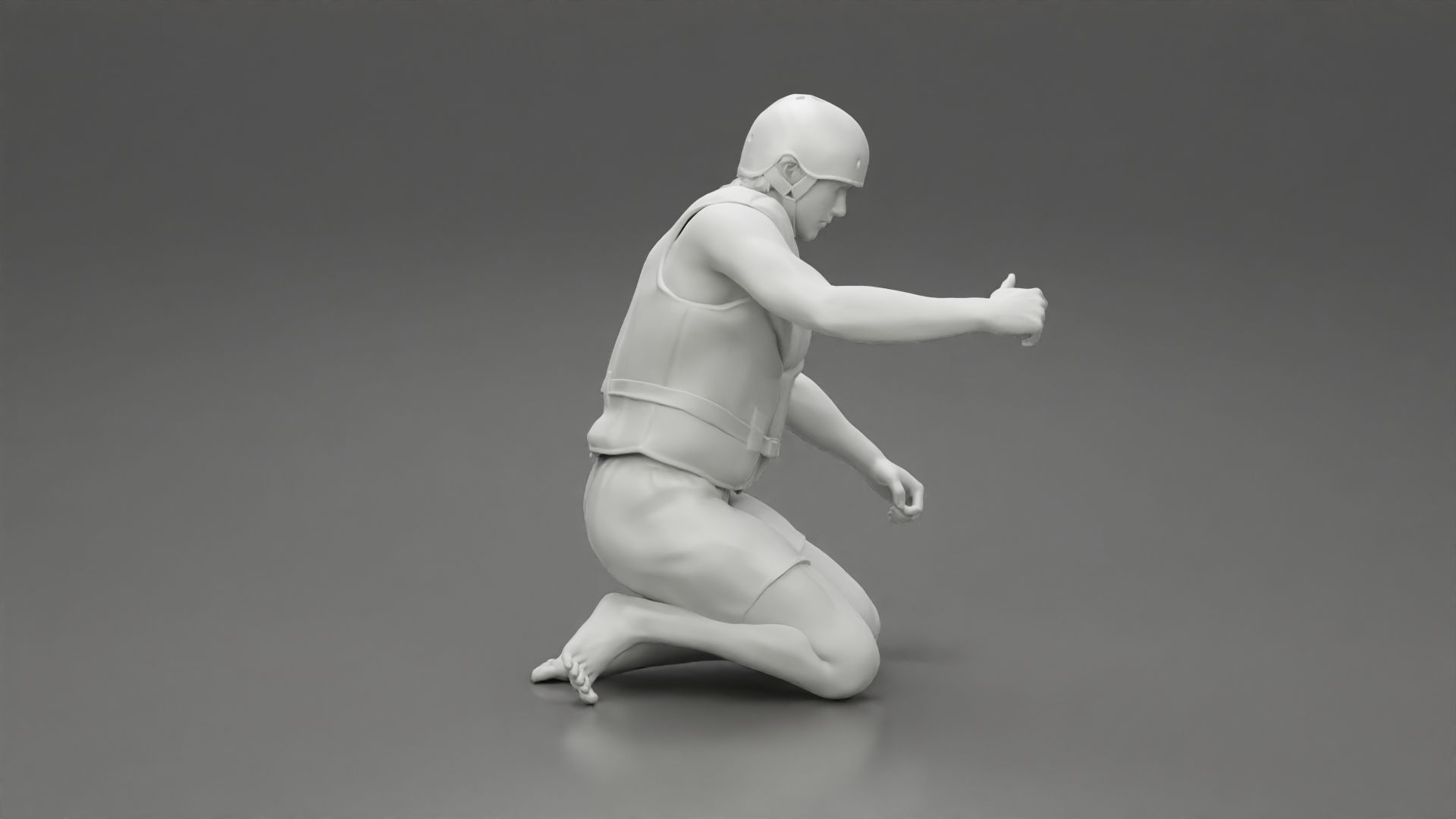 man in a raft boat paddling sitting 3D print model_21