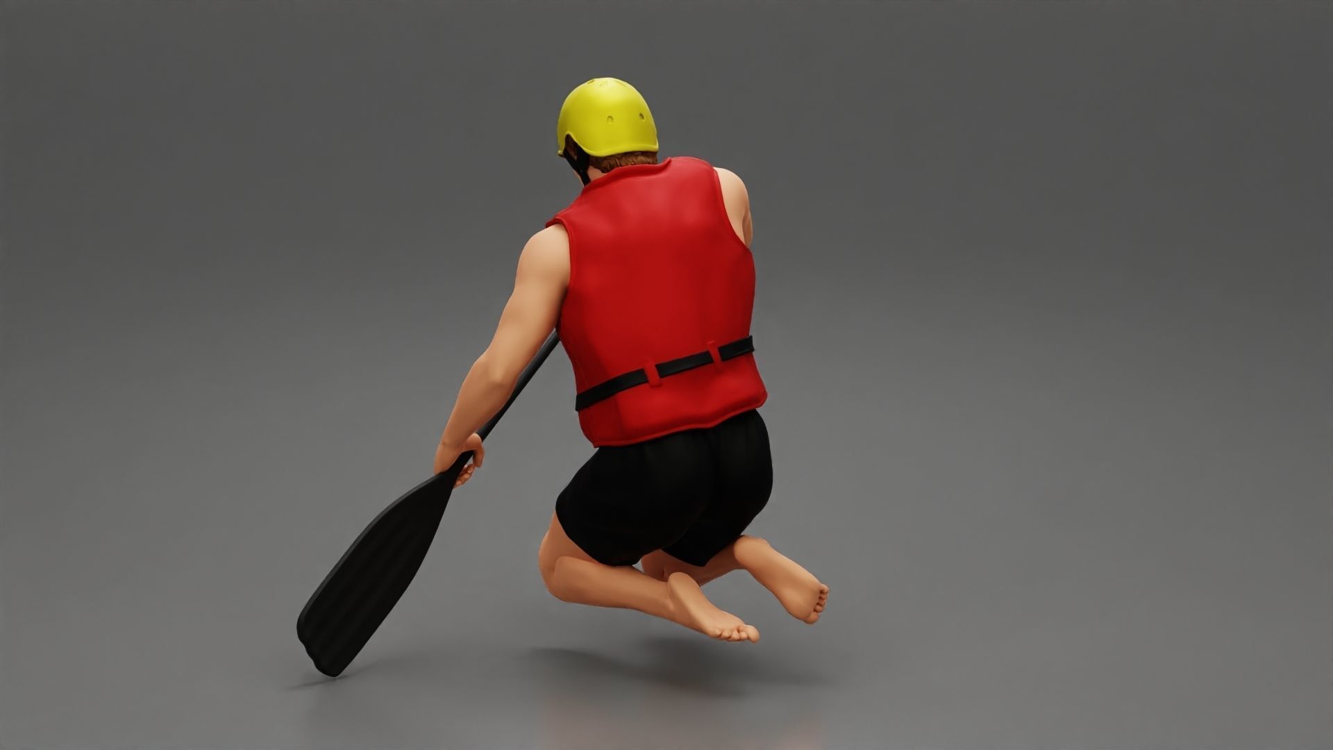 man in a raft boat paddling sitting 3D print model_5
