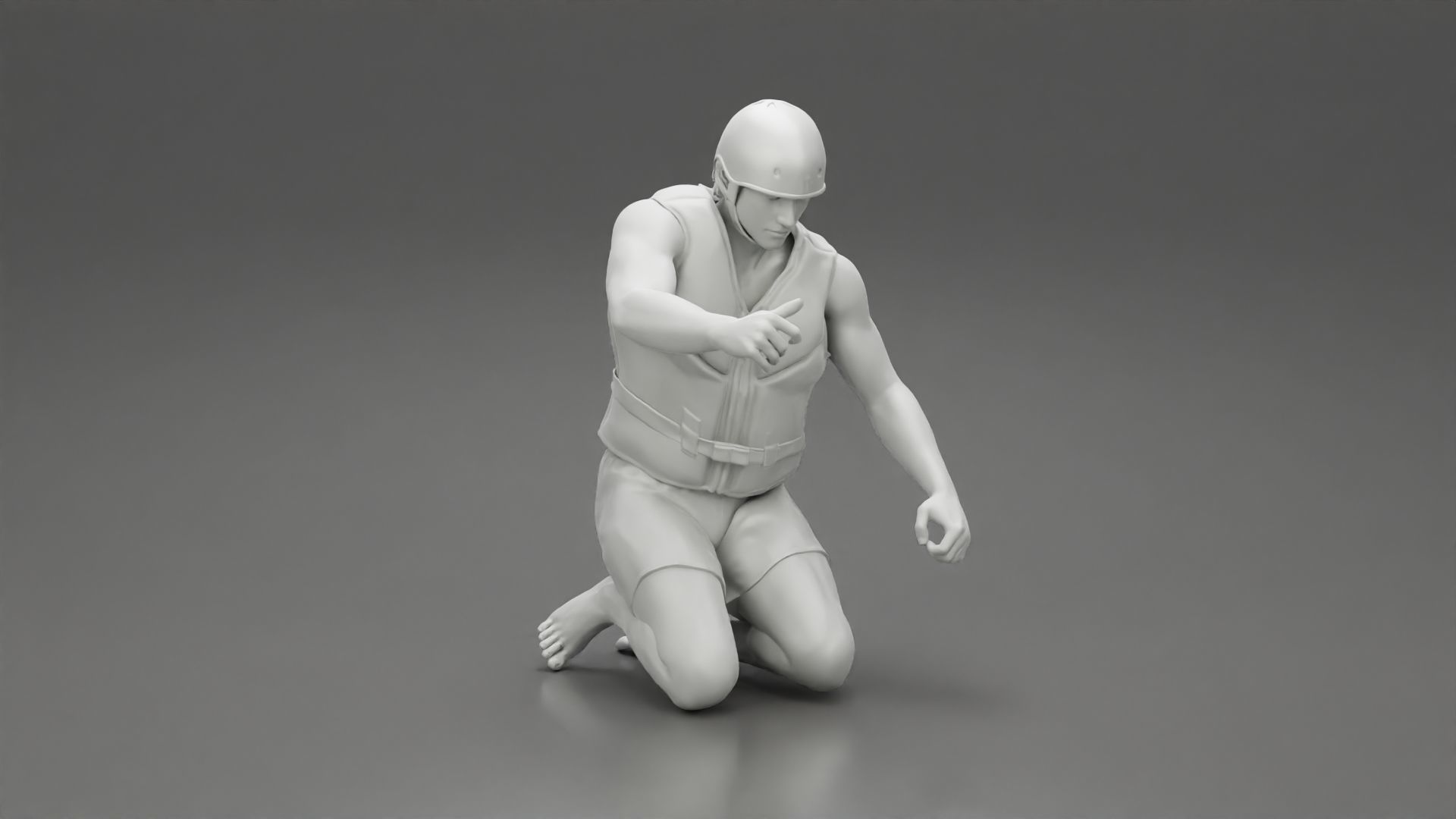 man in a raft boat paddling sitting 3D print model_20