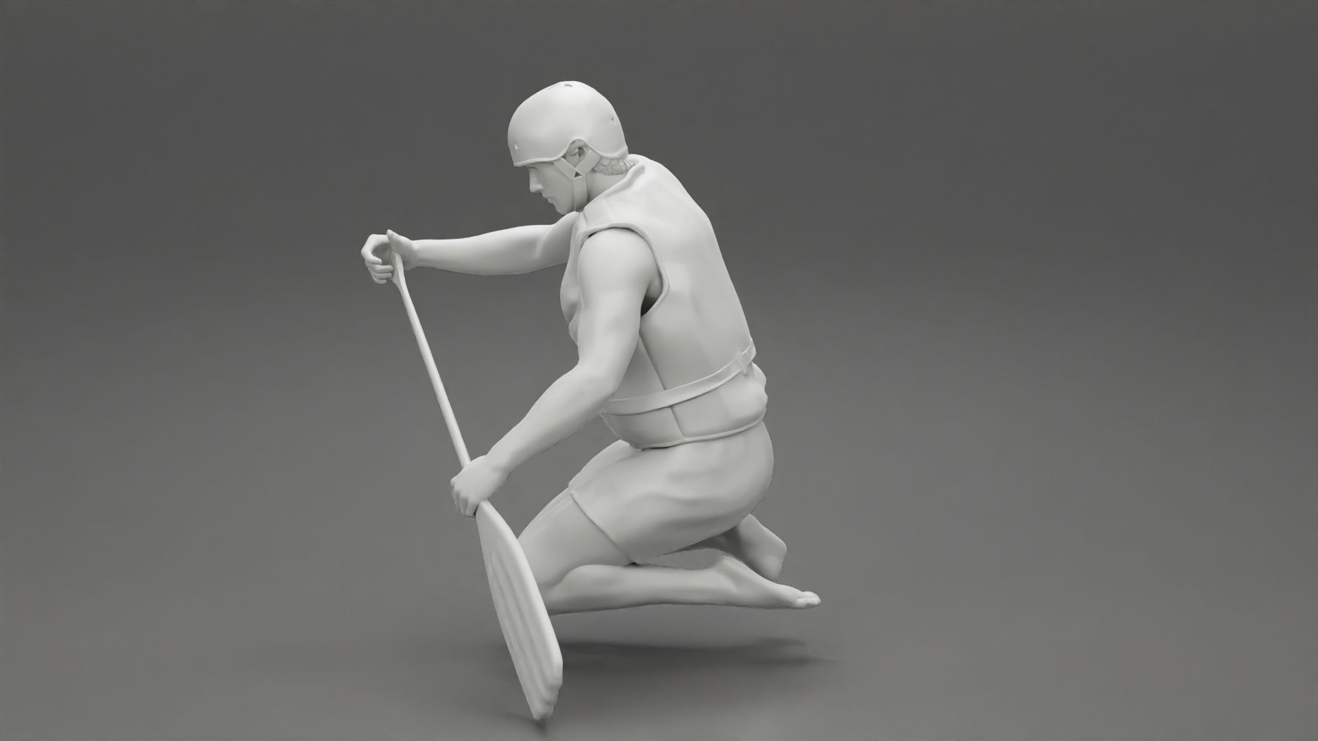 man in a raft boat paddling sitting 3D print model_12