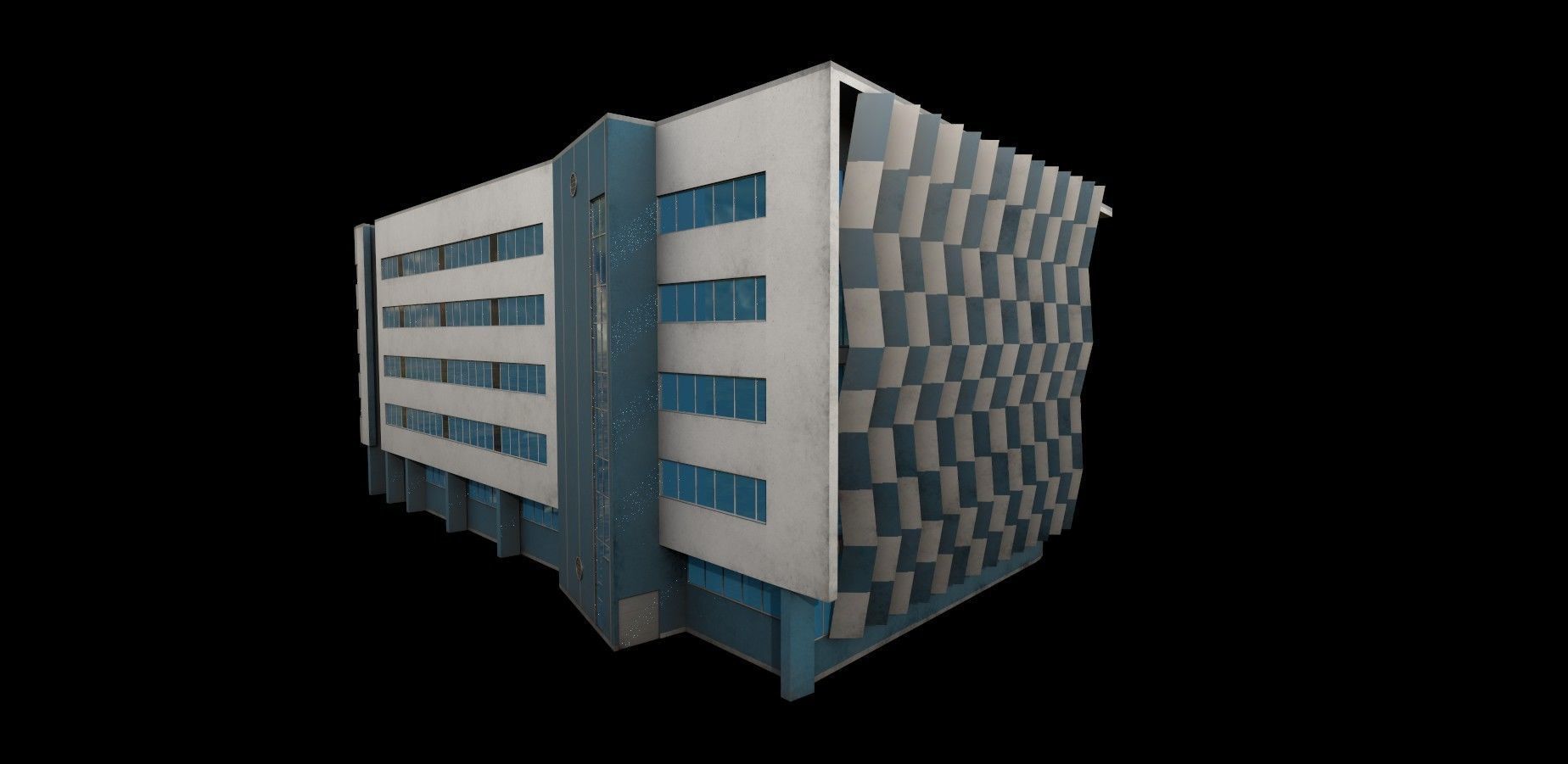 3D Building Low Poly  Low-poly 3D model_1