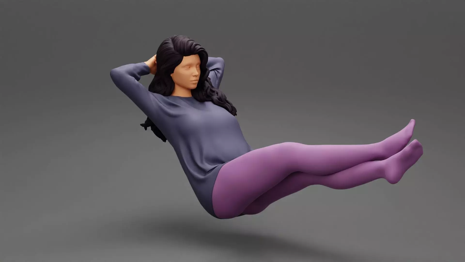 girl sitting on a chair with her legs on the table 3D print model