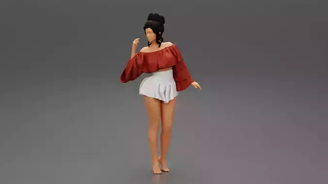 sexy girl posing in fashion shirt and mini skirt