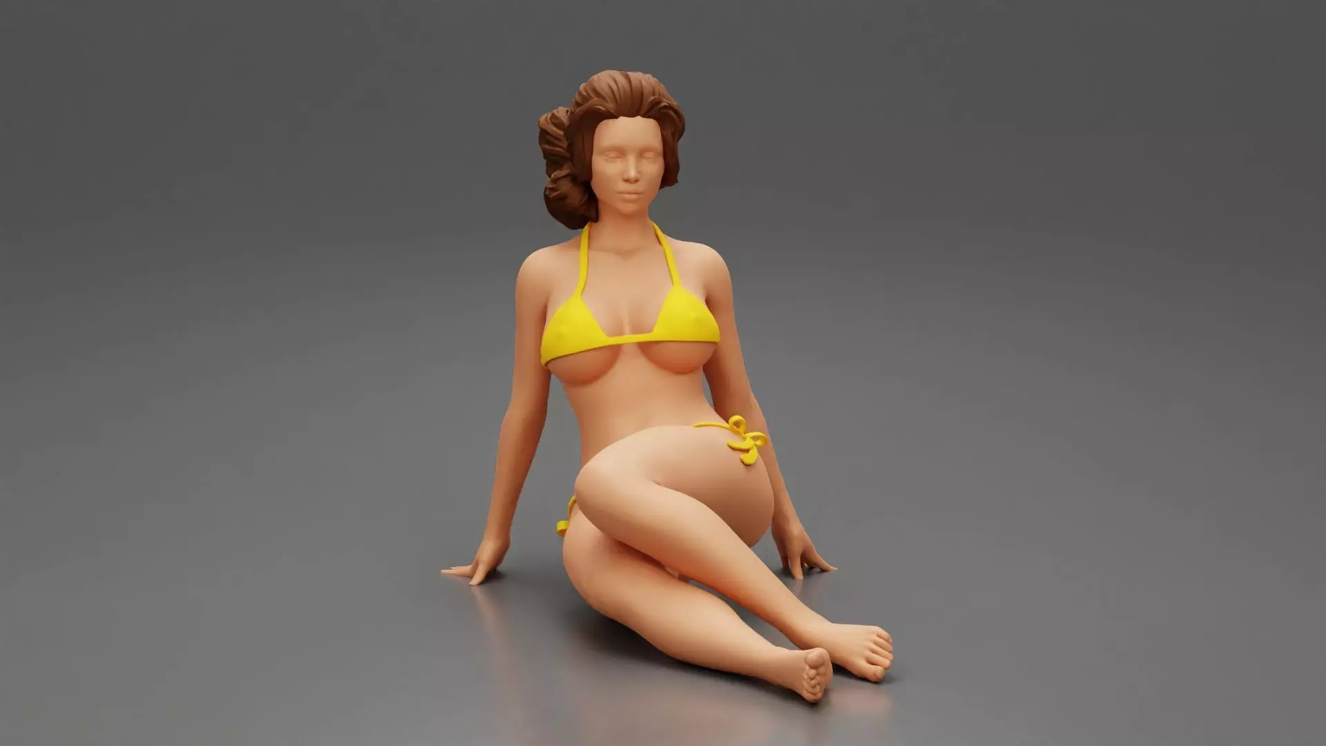 Sexy Woman Girl Sitting in Bikini on Beach 3D print model