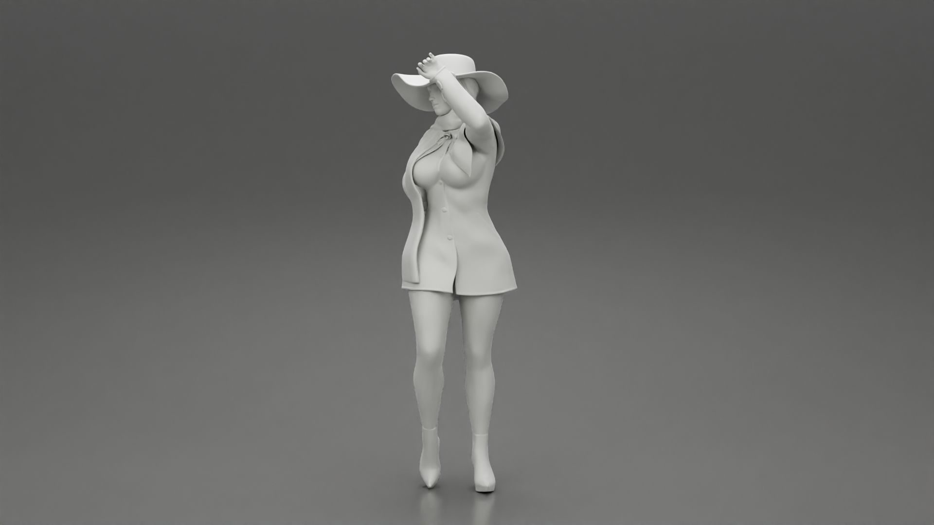 girl in christmas costume with hat standing and posing 3D print model_11