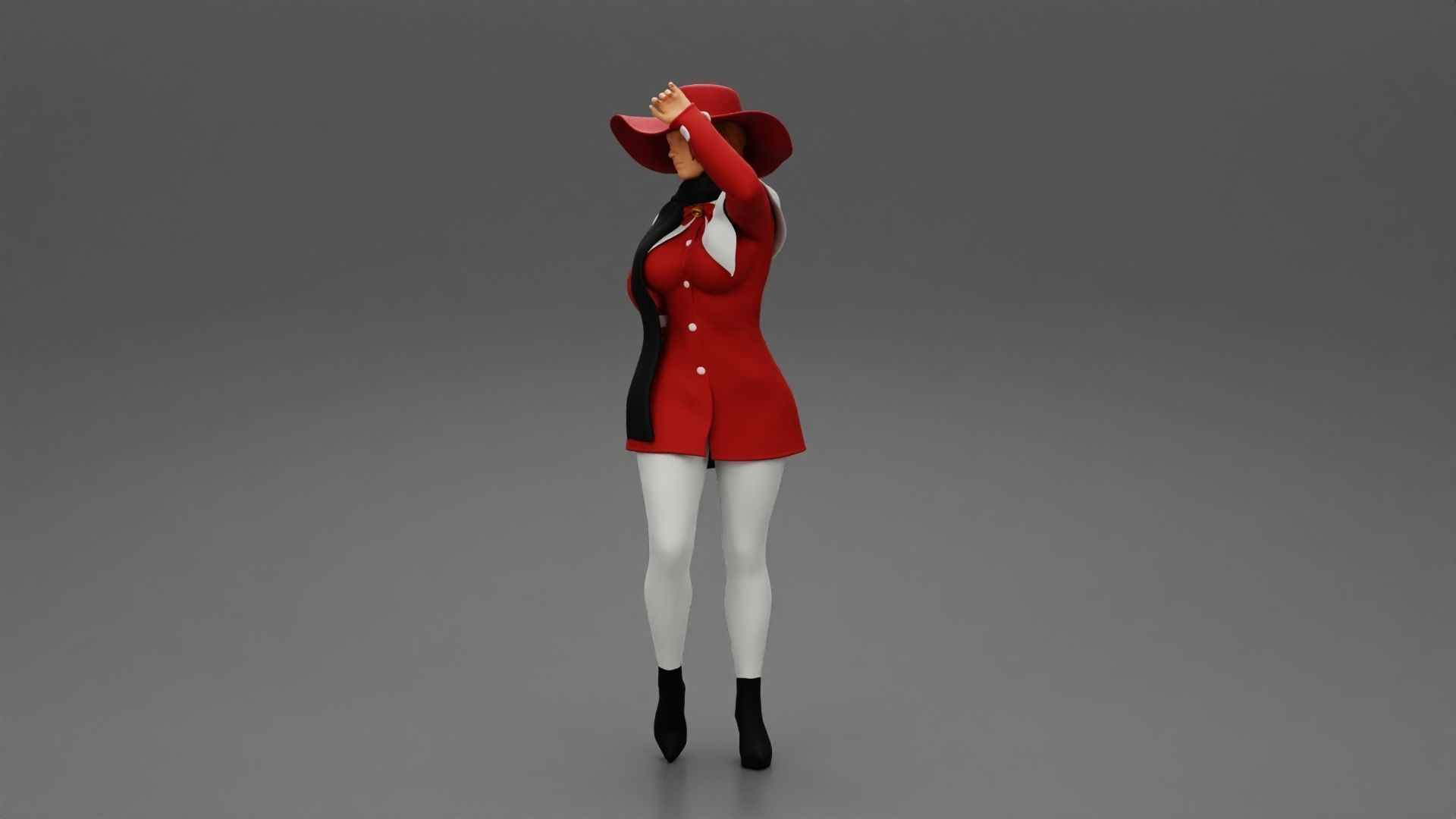 girl in christmas costume with hat standing and posing 3D print model_5