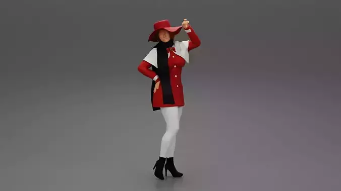 girl in christmas costume with hat standing and posing 3D print model girl in christmas costume with hat standing and posing 3D print model