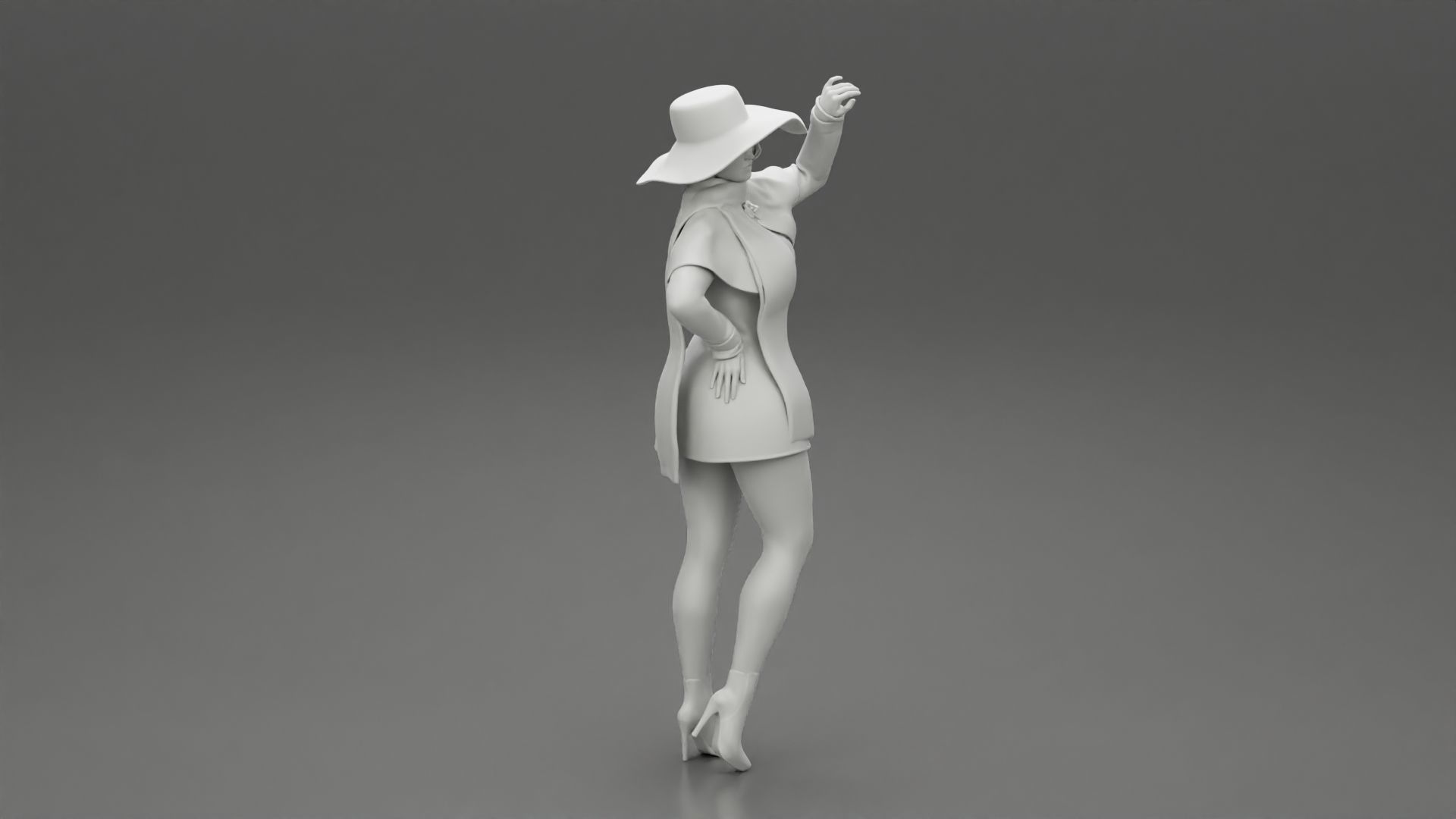 girl in christmas costume with hat standing and posing 3D print model_7