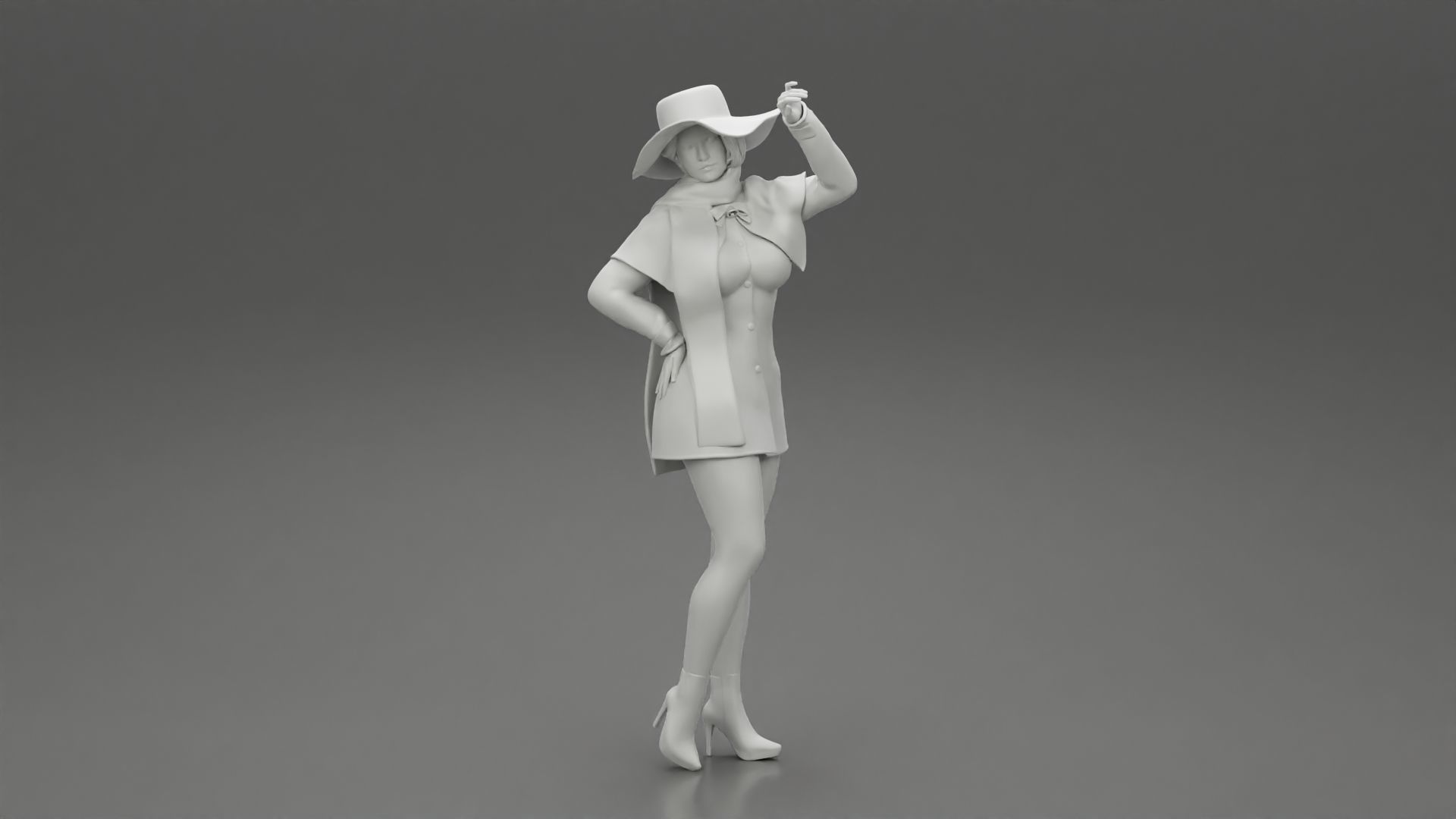 girl in christmas costume with hat standing and posing 3D print model_6