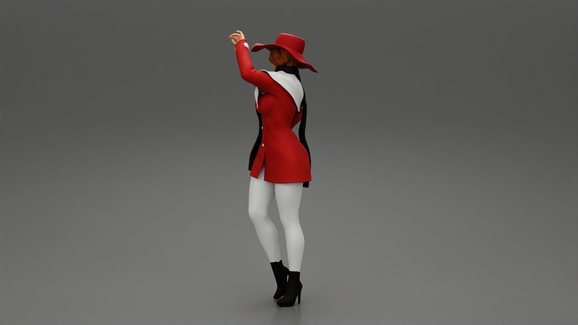 girl in christmas costume with hat standing and posing 3D print model_4