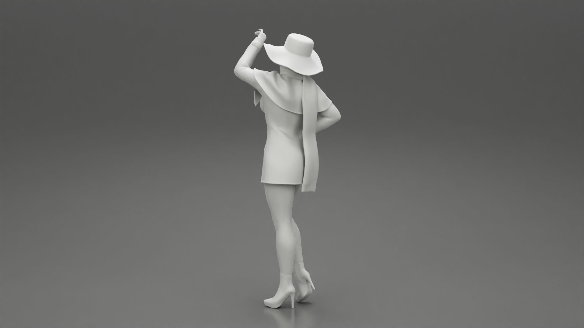 girl in christmas costume with hat standing and posing 3D print model_9