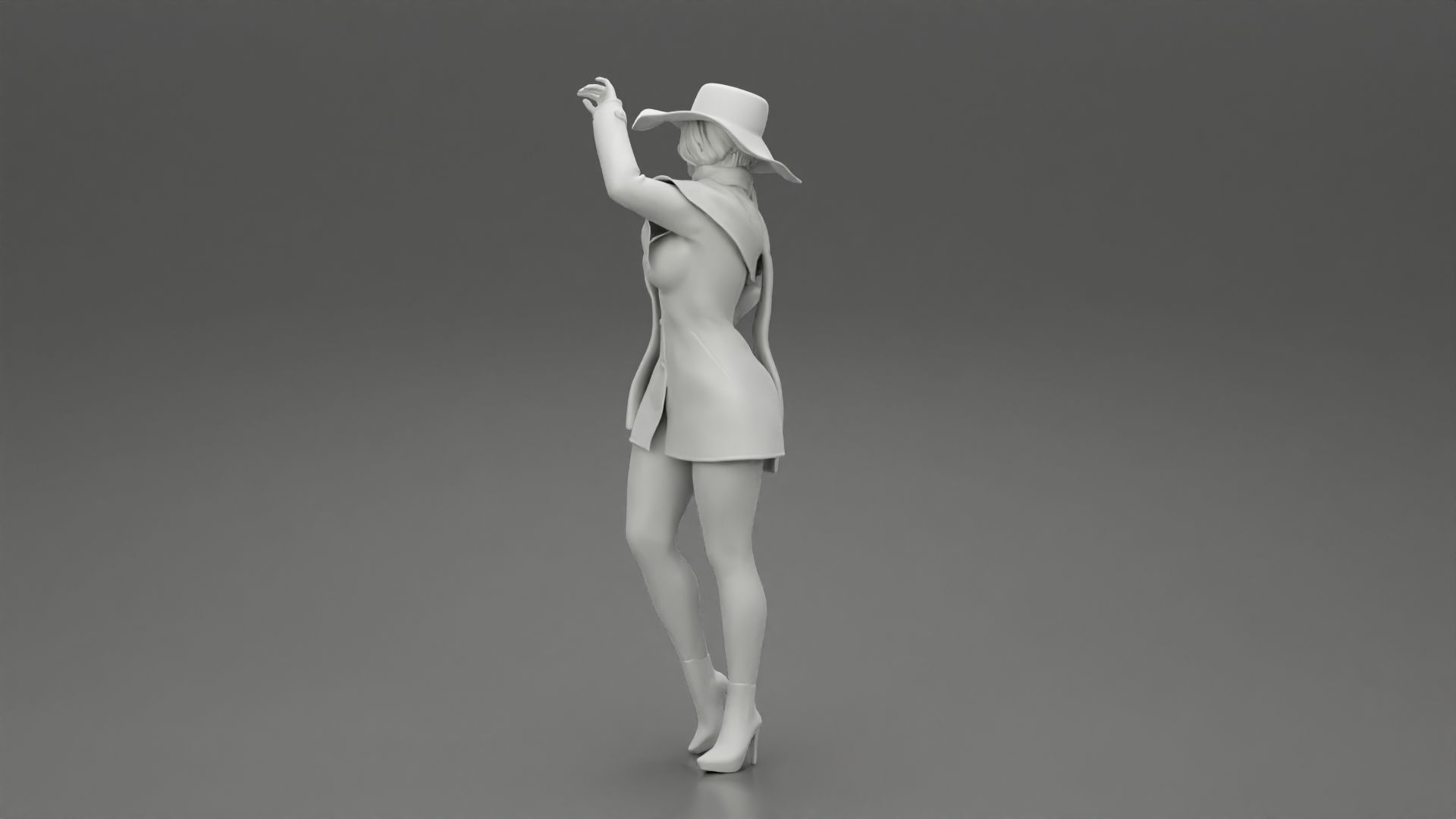 girl in christmas costume with hat standing and posing 3D print model_10