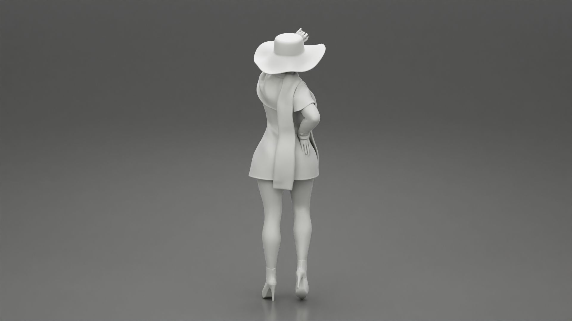 girl in christmas costume with hat standing and posing 3D print model_8