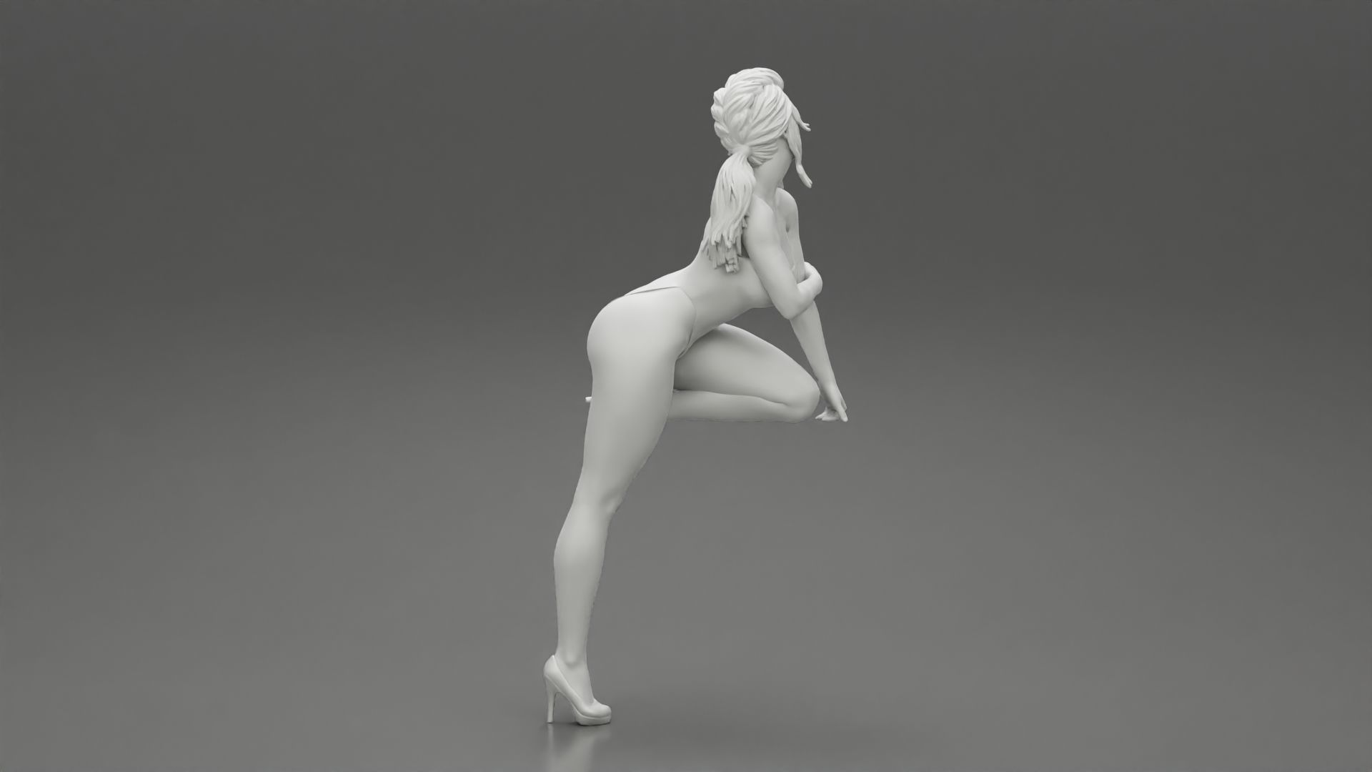Sexy woman kneeling on the chair in one piece 3D print model_7