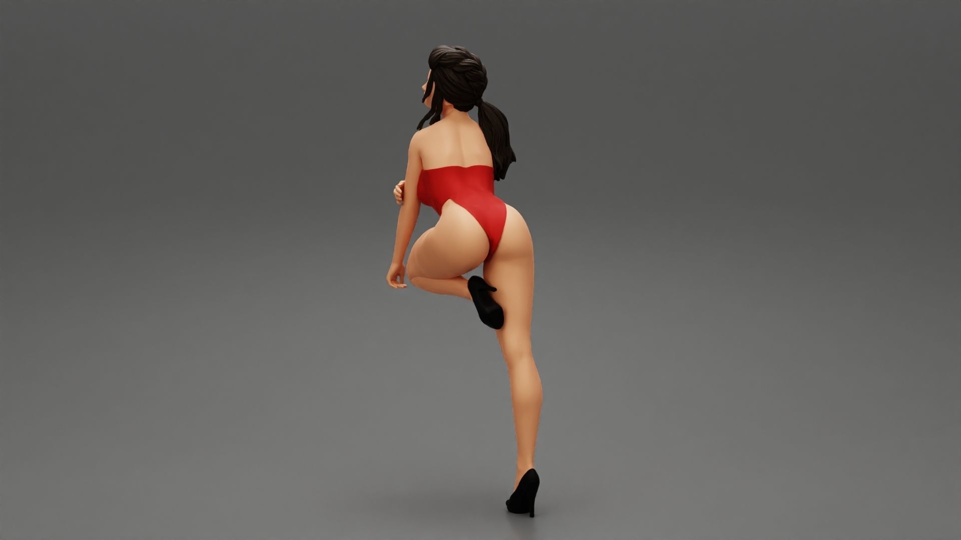 Sexy woman kneeling on the chair in one piece 3D print model_3