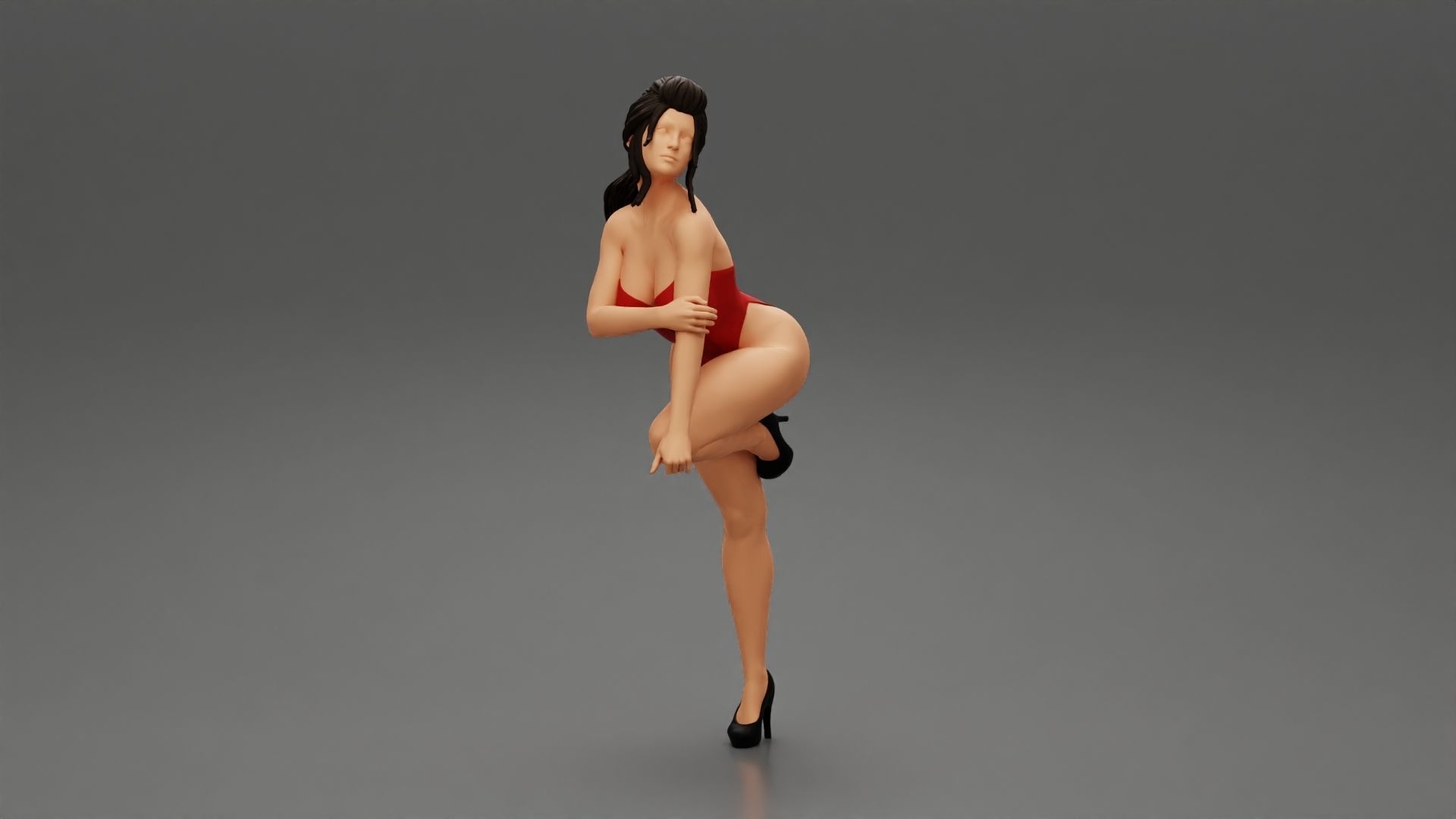 Sexy woman kneeling on the chair in one piece 3D print model_5