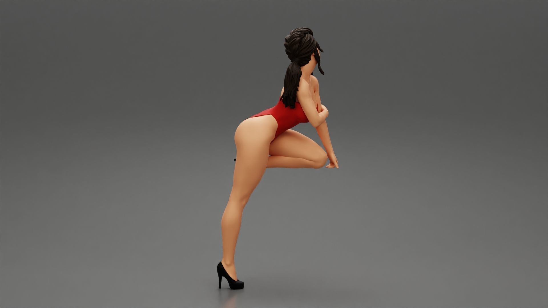 Sexy woman kneeling on the chair in one piece 3D print model_1