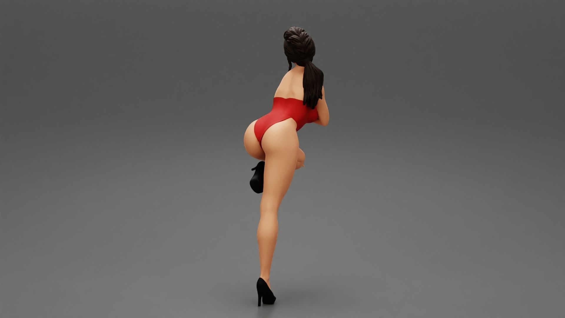 Sexy woman kneeling on the chair in one piece 3D print model_2