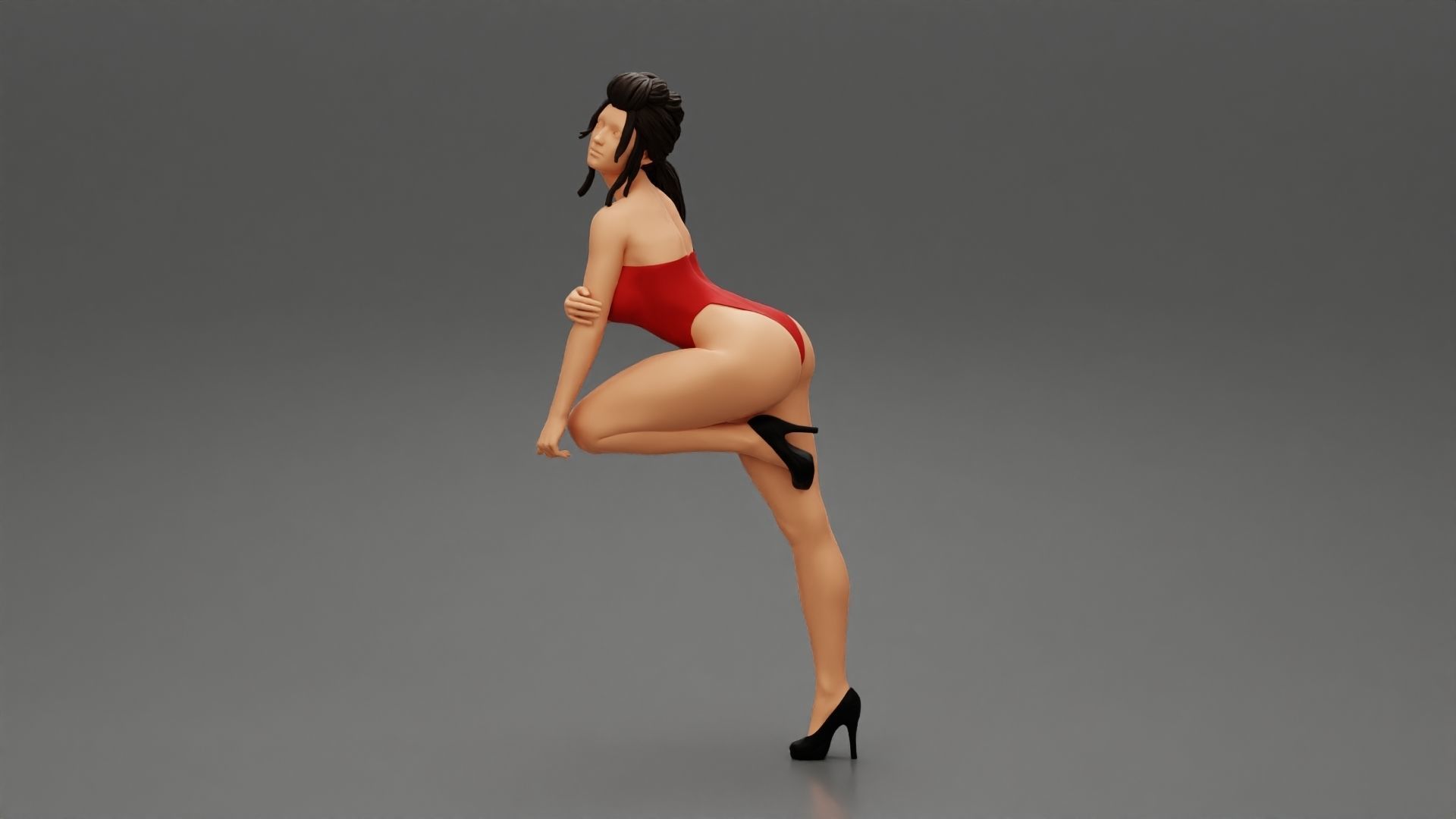 Sexy woman kneeling on the chair in one piece 3D print model_4