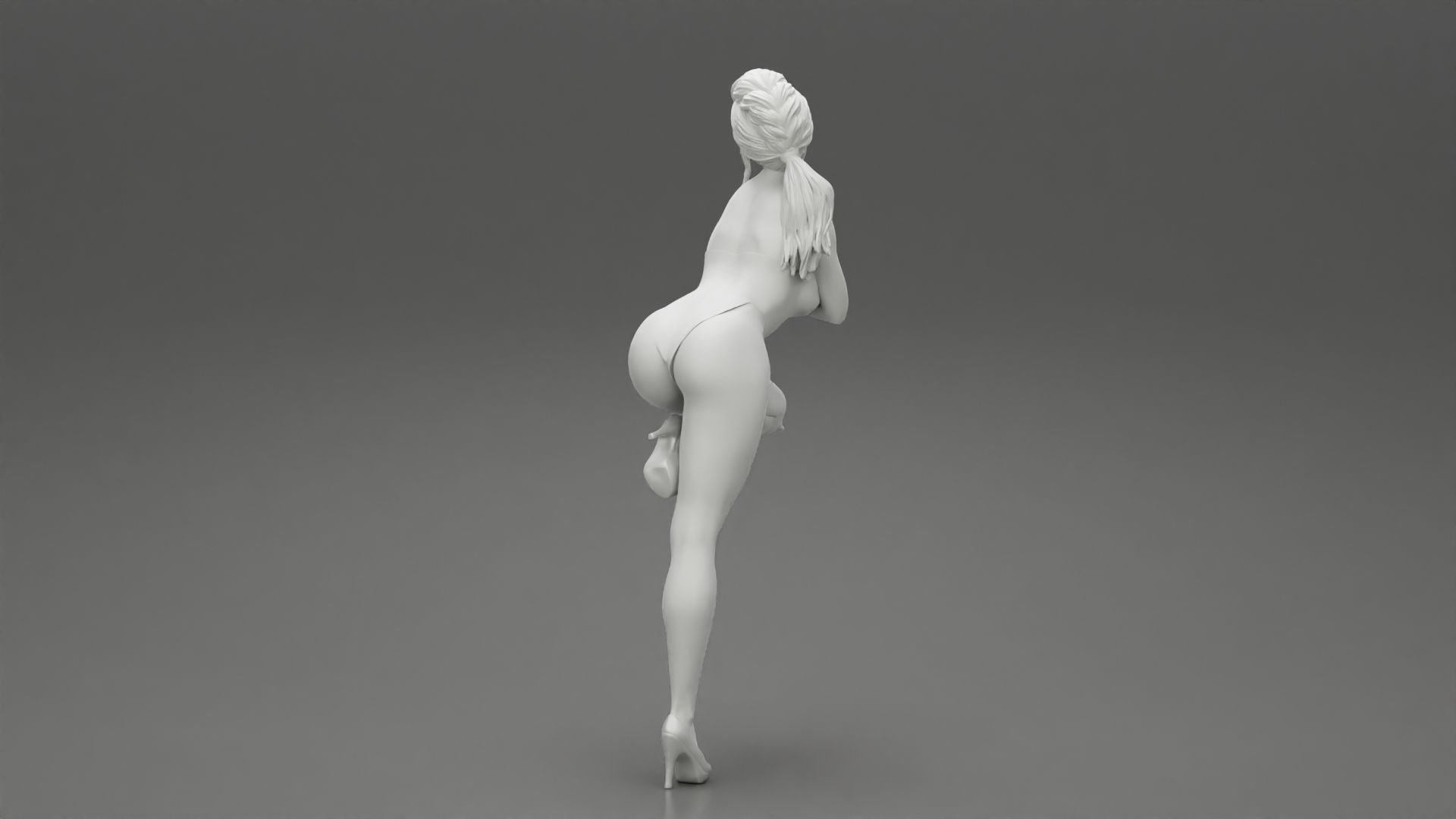 Sexy woman kneeling on the chair in one piece 3D print model_8