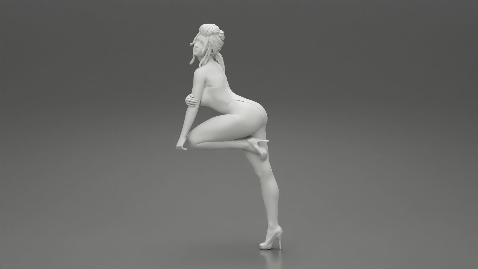 Sexy woman kneeling on the chair in one piece 3D print model_10